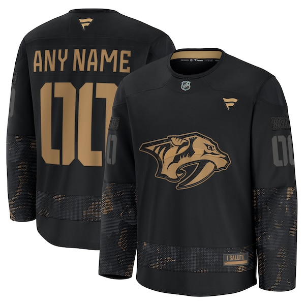 Nashville Predators  2024 Military Appreciation Personalized Long Sleeve Practice Jersey - Black