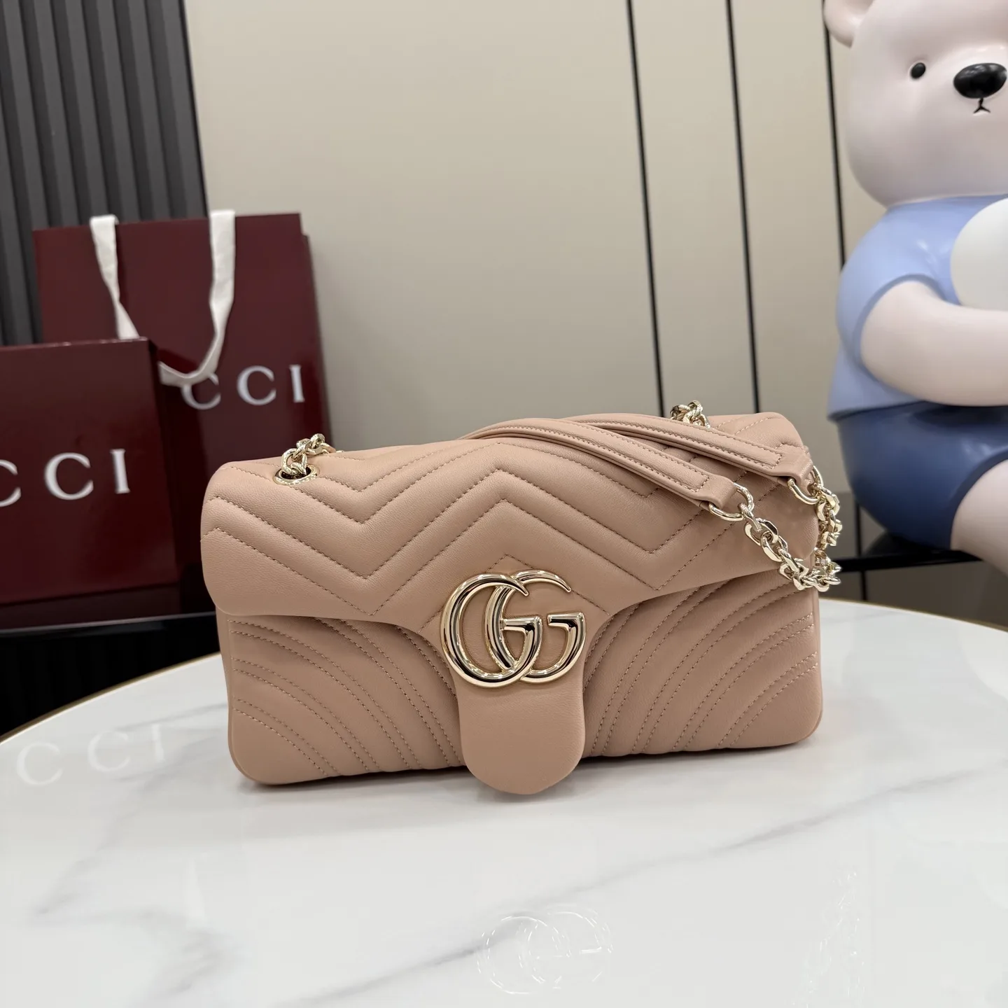 Gucci Pink Marmont GG Supreme Canvas Shoulder Bag product photo from LabelPicks