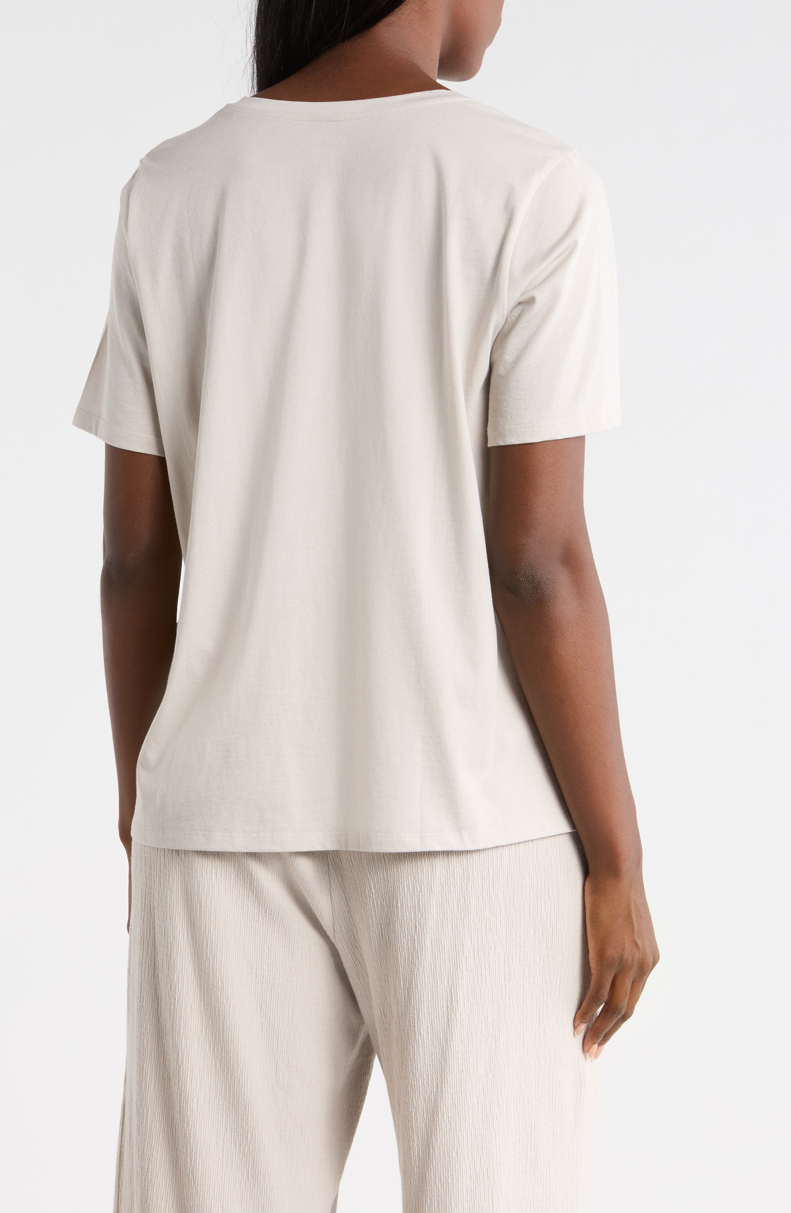 Eileen Fisher V-Neck Organic Cotton Knit T-Shirt