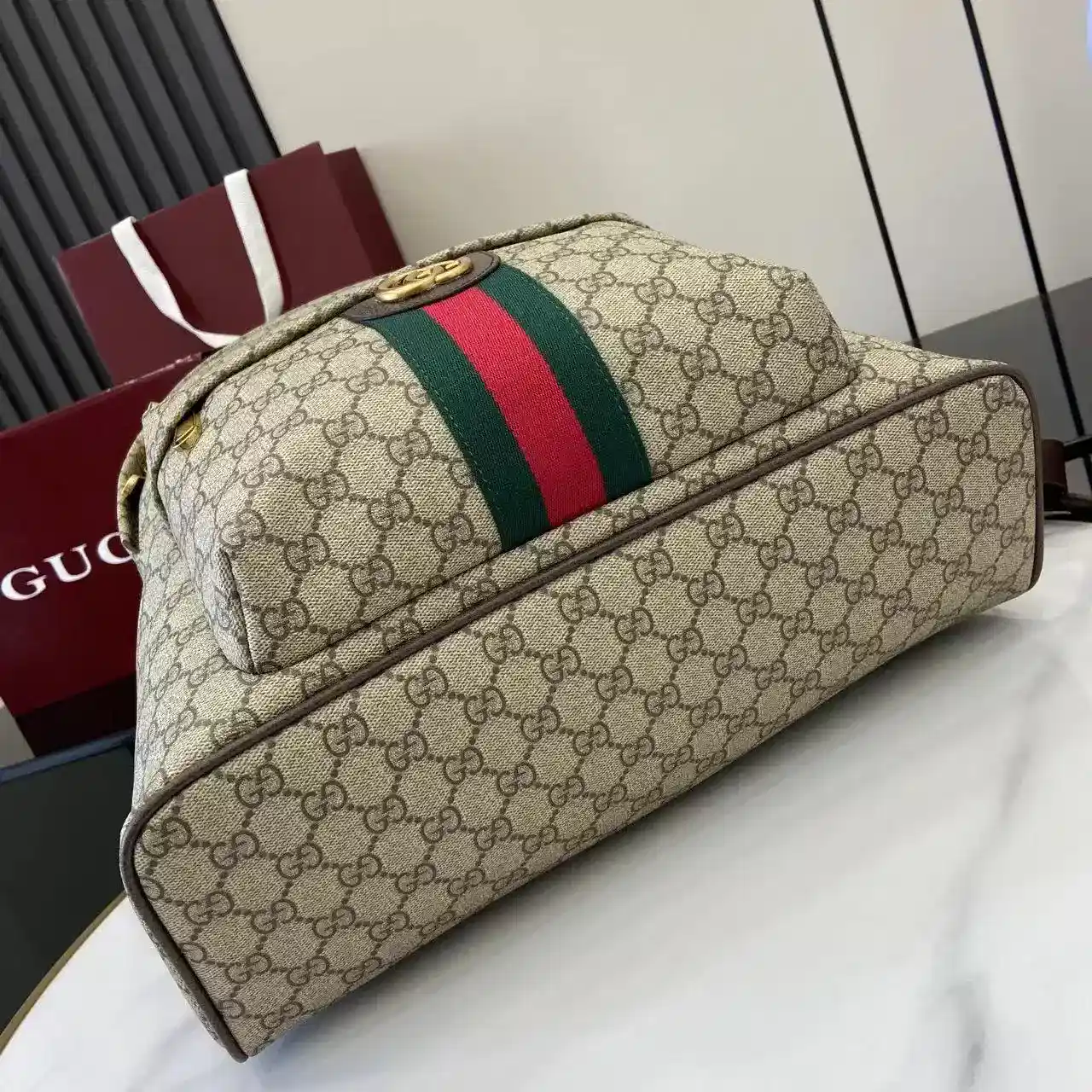 Gucci Ophidia Brown GG Supreme Canvas Backpack product photo from LabelPicks