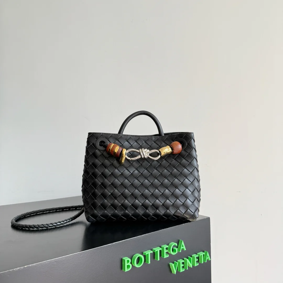 Bottega Veneta Black Andiamo Intrecciato Woven Leather Top Handle Bag product photo from LabelPicks