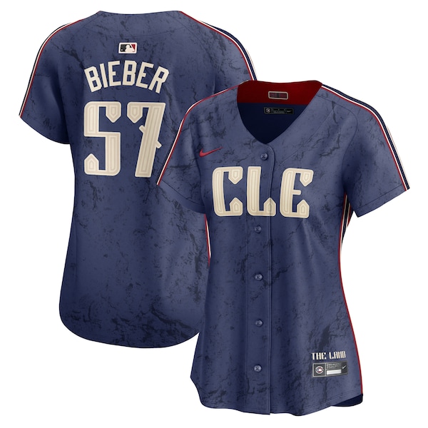 Shane Bieber Cleveland Guardians Nike Women's 2024 City Connect Limited Jersey - Navy