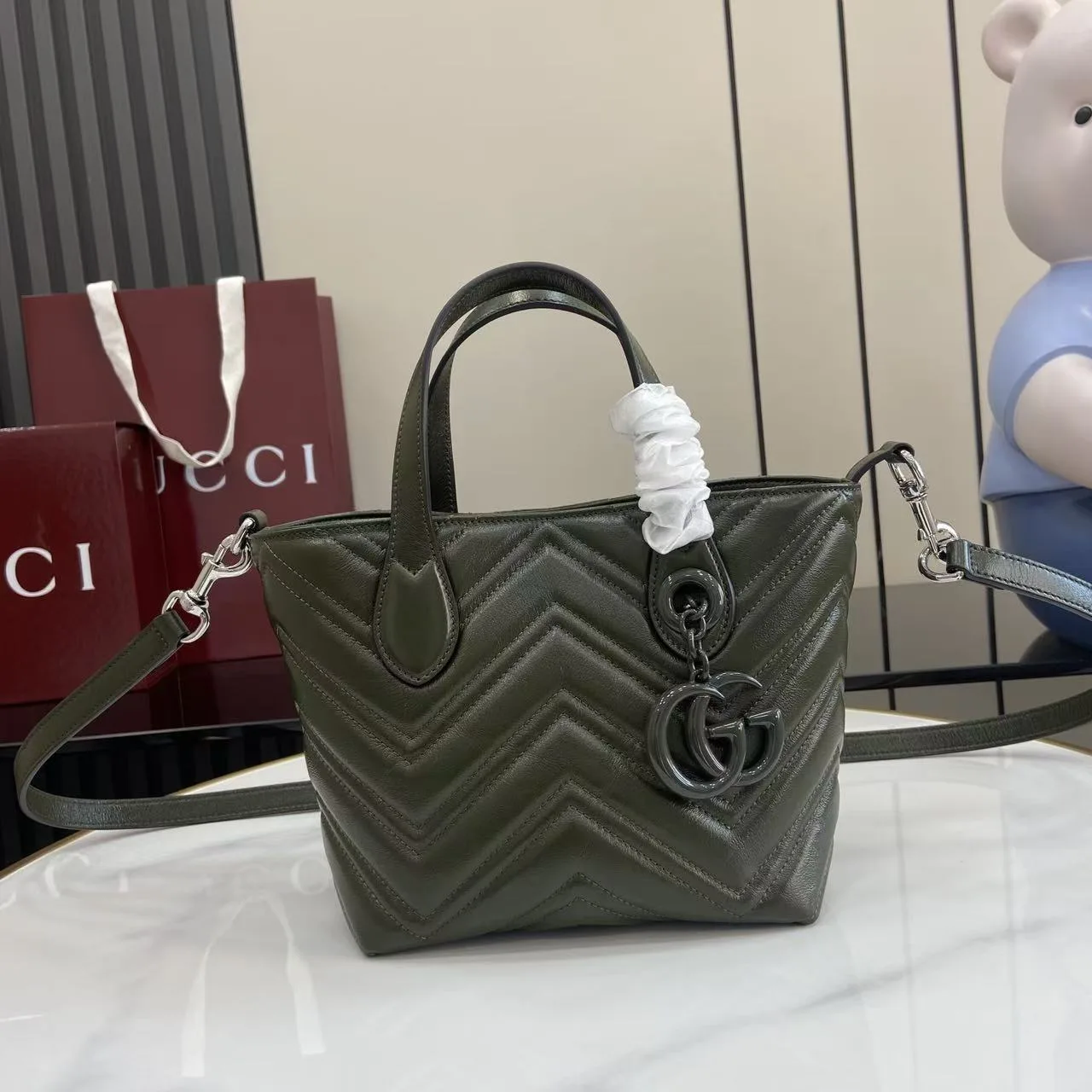 Gucci Green Marmont GG Supreme Canvas Tote Bag product photo from LabelPicks