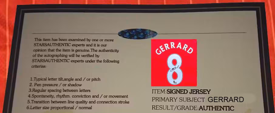 Steven Gerrard SIGNED Liverpool 14/15 FINAL Home Jersey/Shirt - COA - 2015 Retro