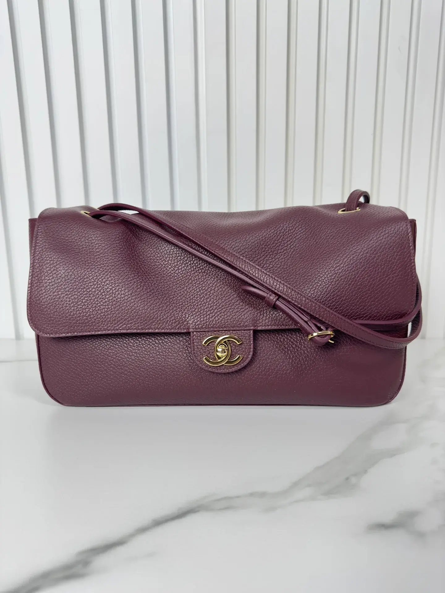 Chanel Classic Flap Burgundy Grained Leather Shoulder Bag product photo from LabelPicks