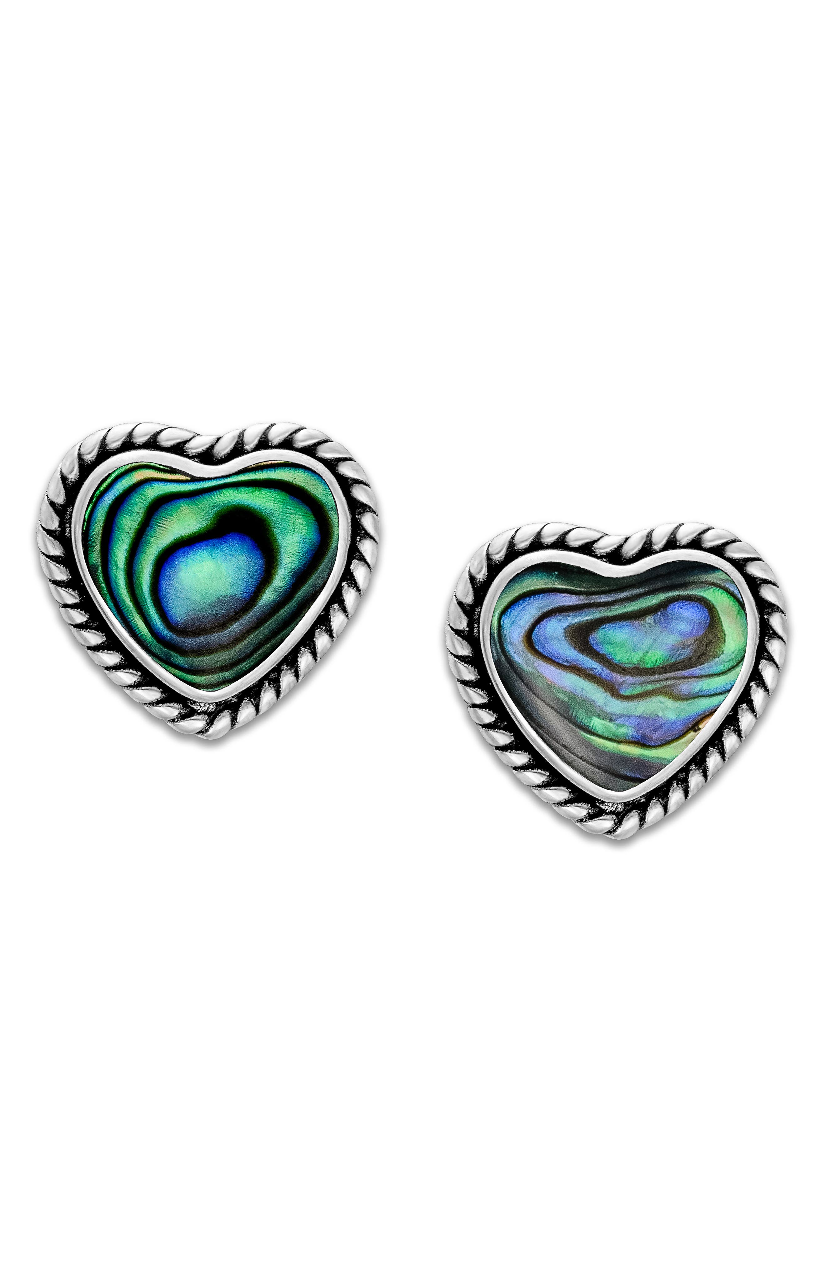 SAMUEL B. Sterling Silver Shell Heart Stud Earrings