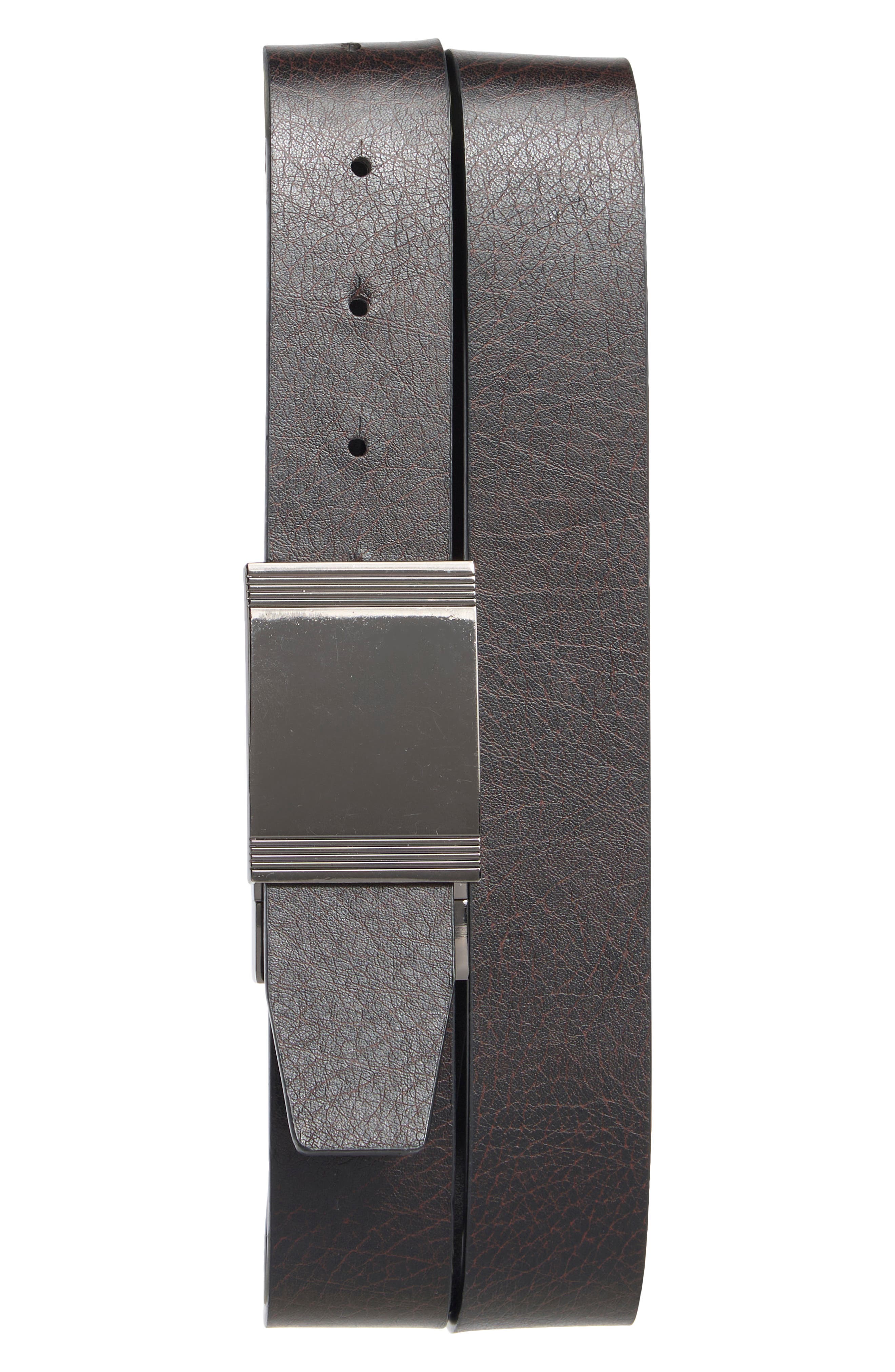 Steve Madden Plaque Reversible Leather Belt