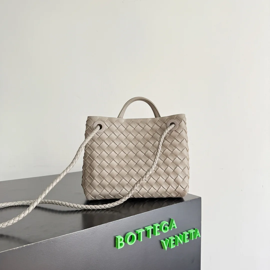 Bottega Veneta Andiamo Grey Intrecciato Woven Leather Top Handle Bag product photo from LabelPicks