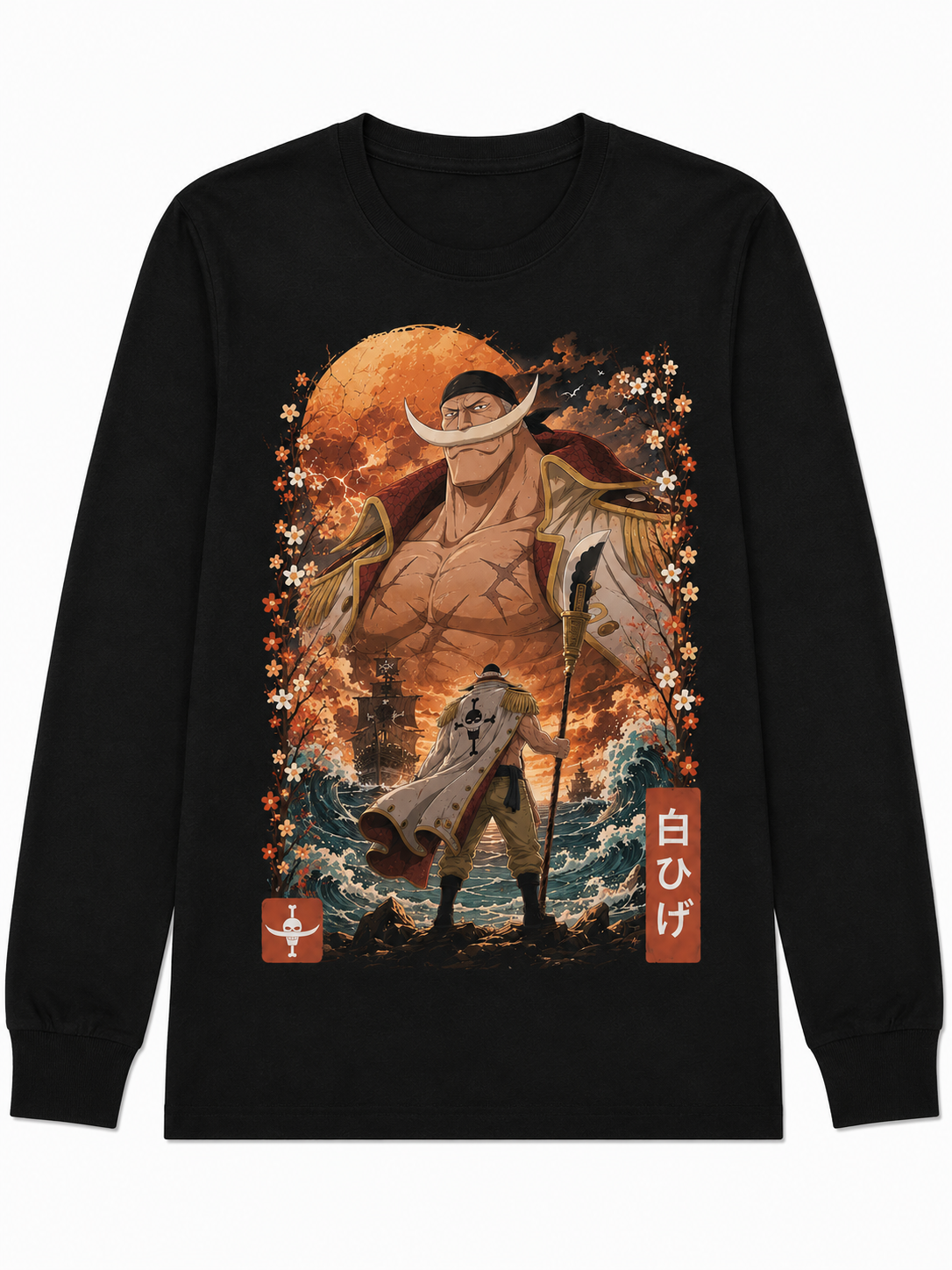 Remera Anime Barbablanca One Piece Manga Corta