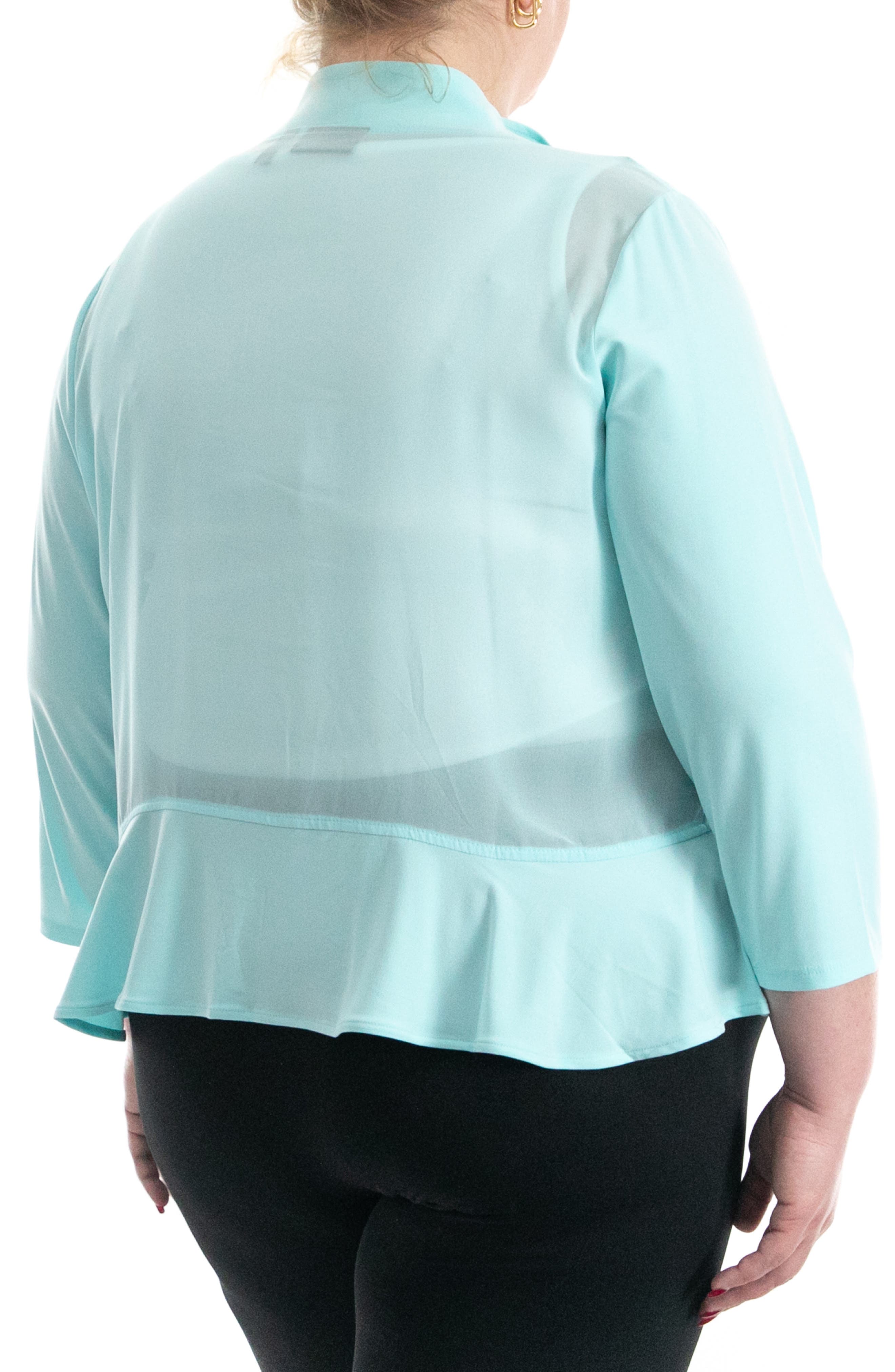 Nina Leonard Ruffle Trim Bolero Cardigan (Plus Size