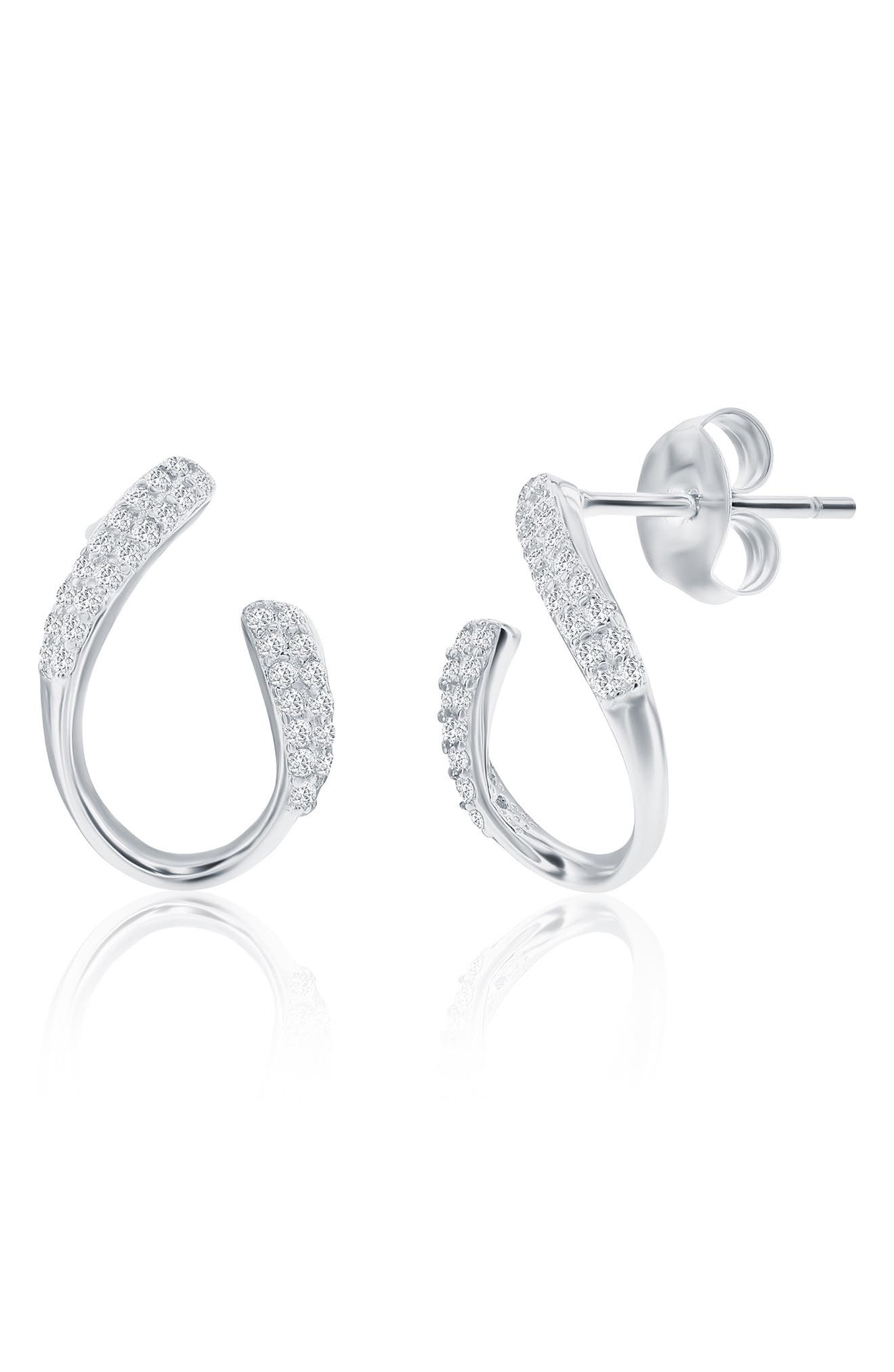 SIMONA Pavé Cubic Zirconia Hook Stud Earrings & Pendant Necklace Set