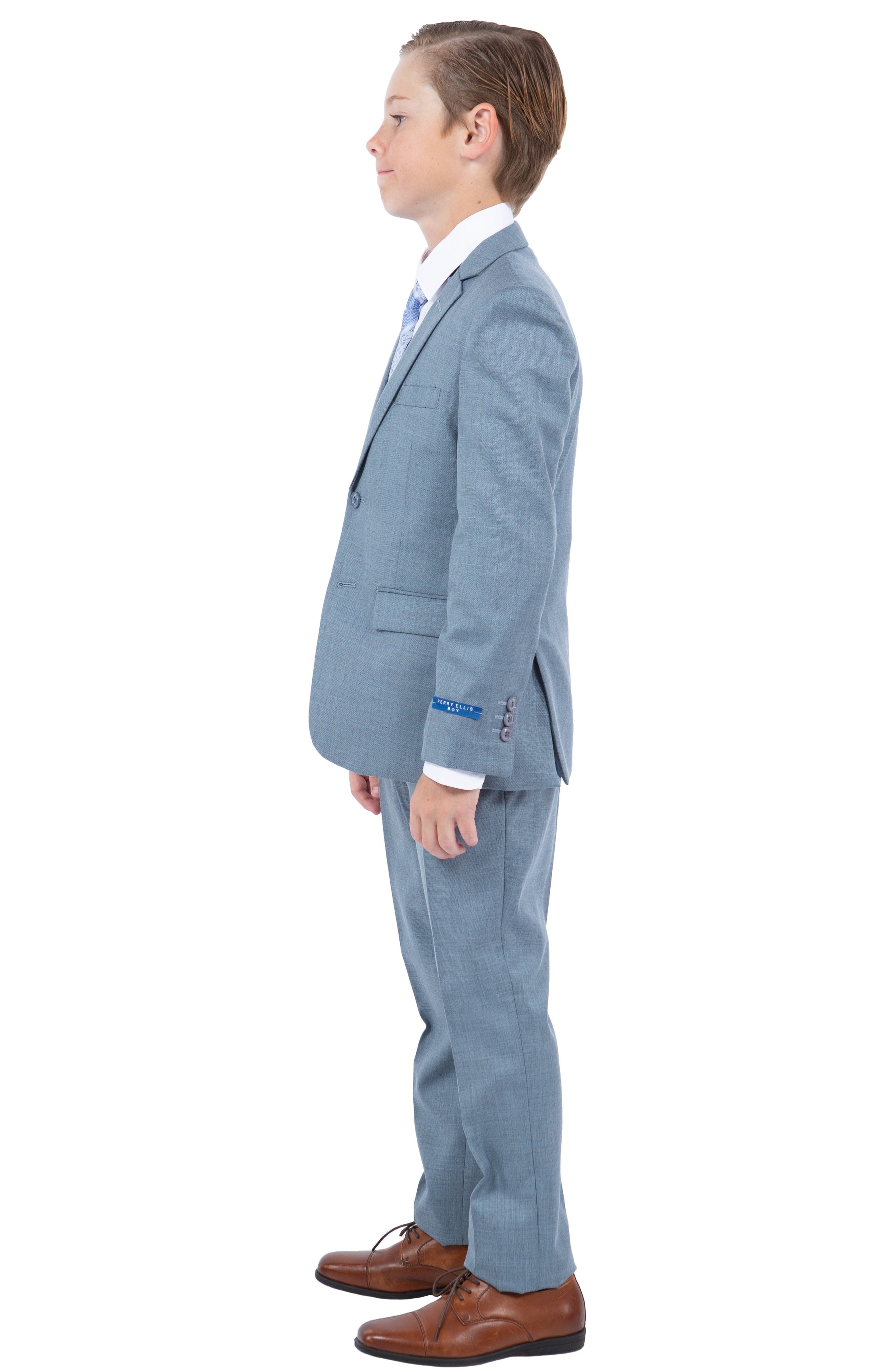 Perry Ellis Kids' Smoke Blue Five-Piece Sharkskin Suit