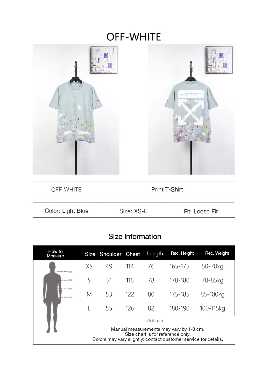 Off-White Light Blue Starry Paint Arrow T-Shirt product photo from LabelPicks