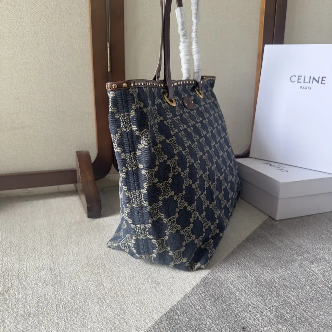 Celine Triomphe Brown Denim Tote Bag product photo from LabelPicks