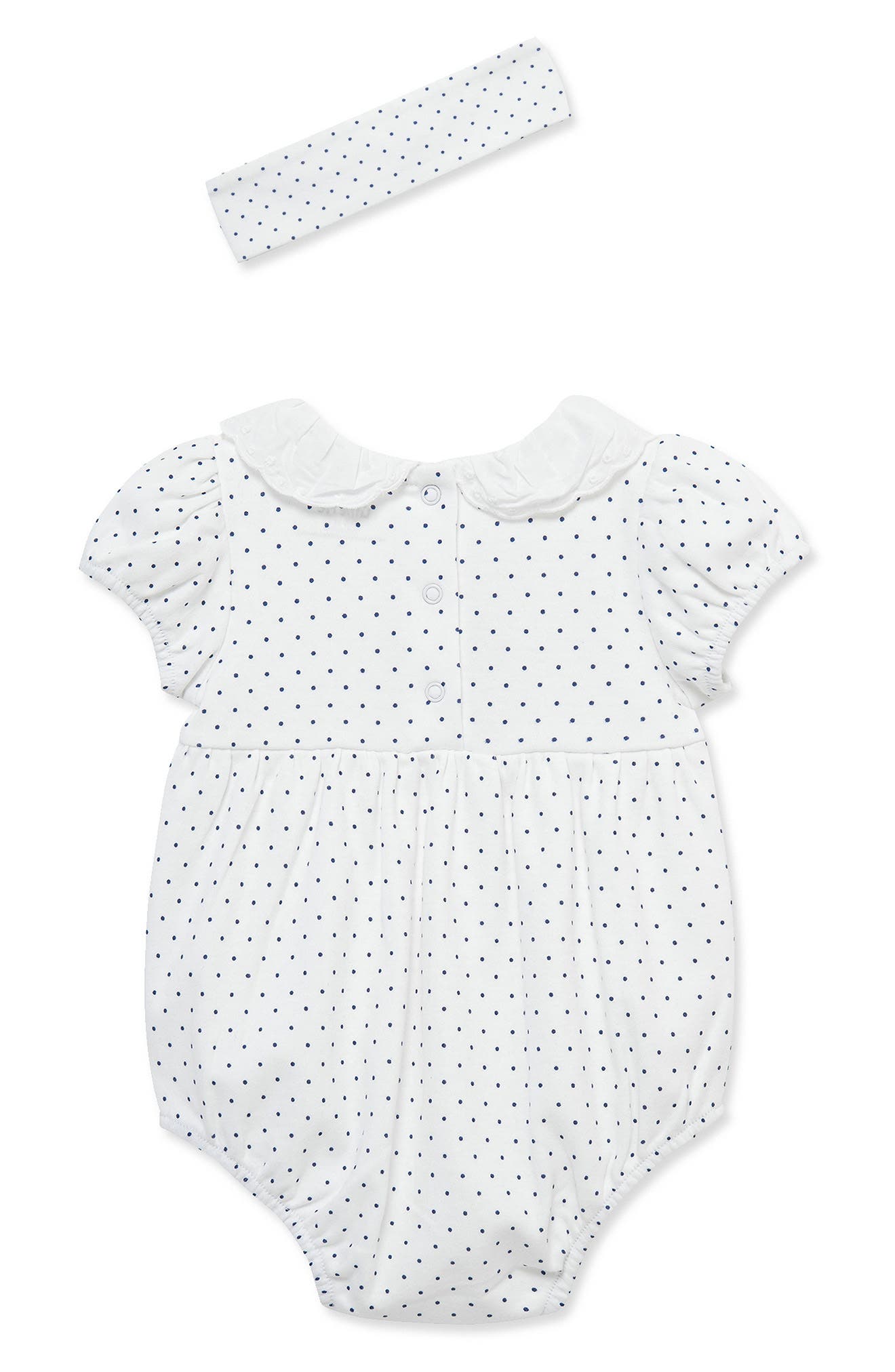Little Me Strawberry Polka Dot Romper & Headband Set
