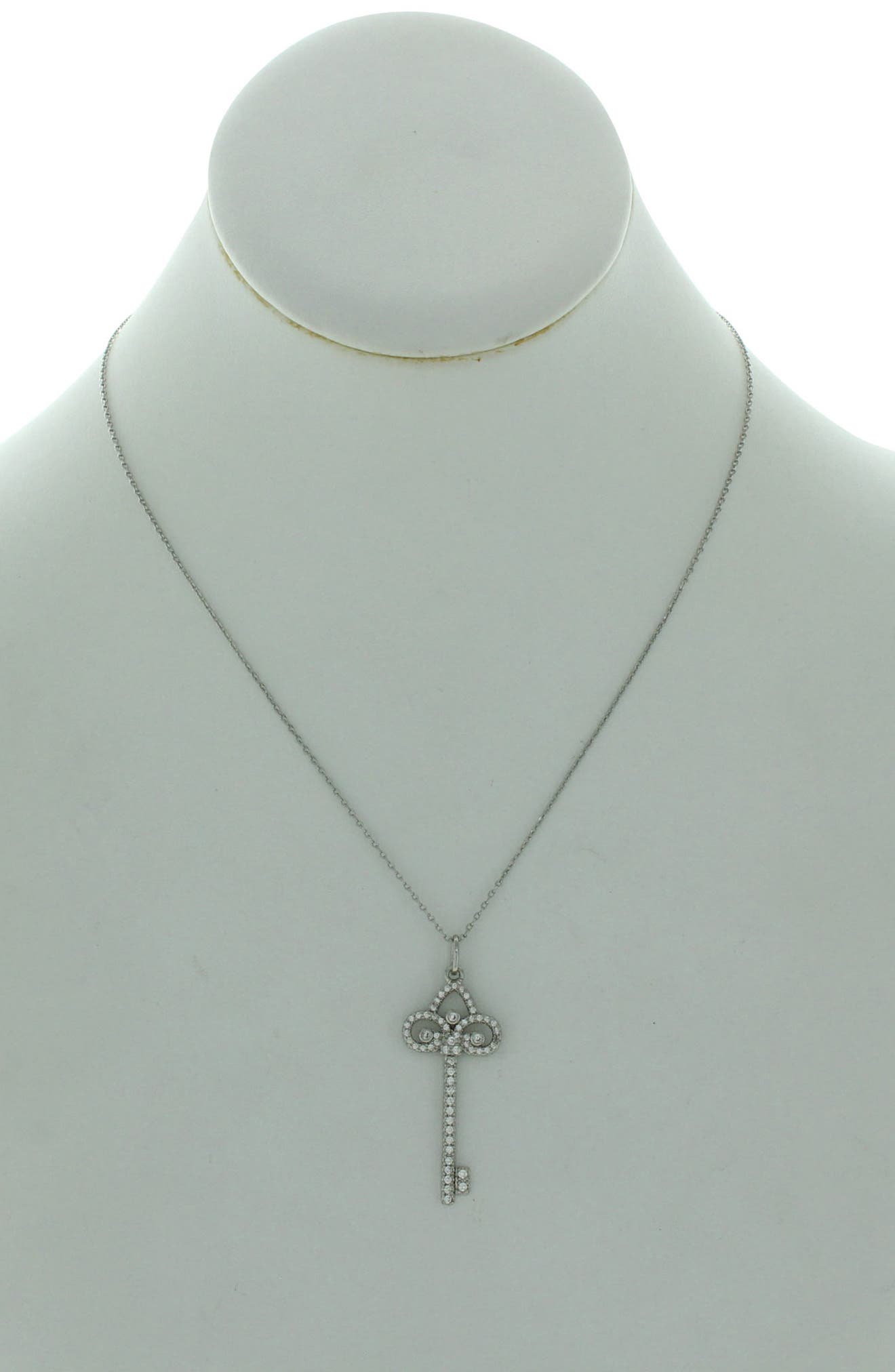 OLIVIA WELLES Silver-Tone Regal Rhinestone Key Pendant Necklace