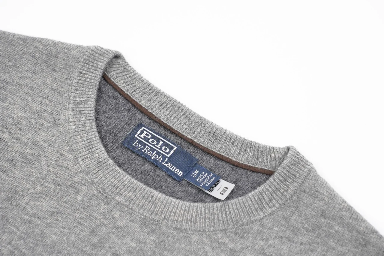 Ralph Lauren Grey Pony Embroidered Ribbed Crewneck Sweater product photo from LabelPicks