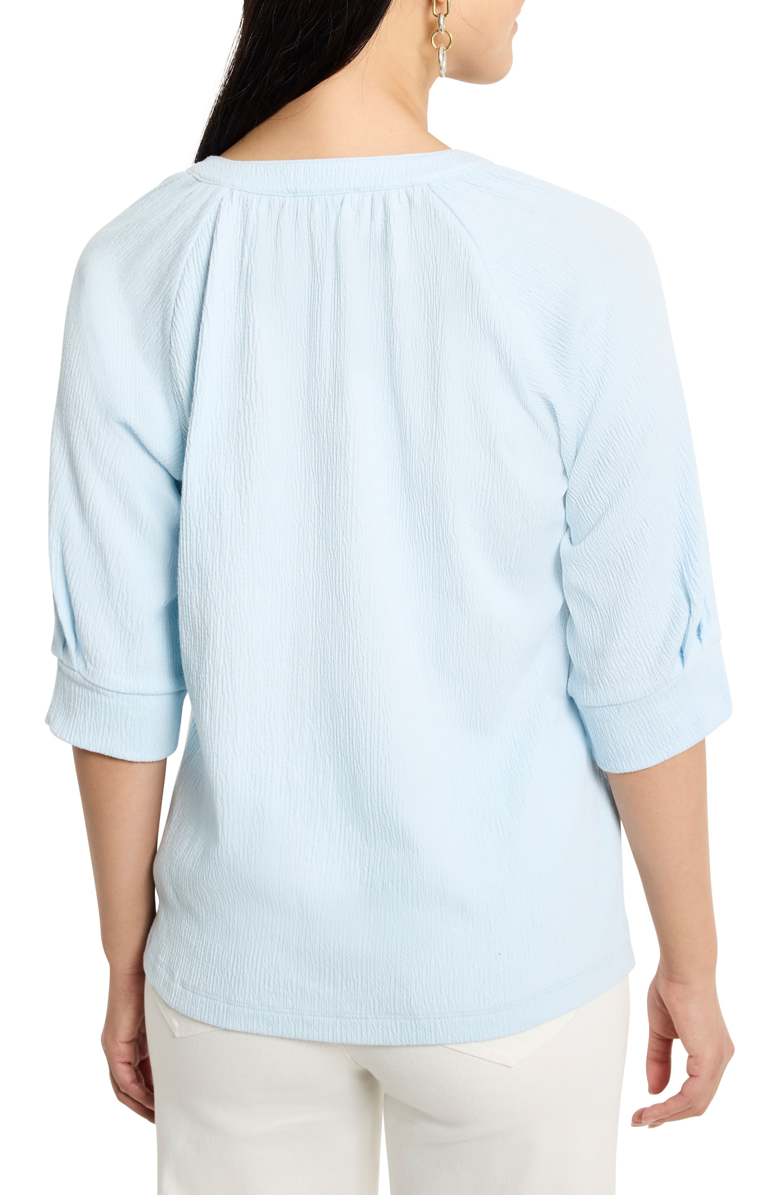 NIC+ZOE Elbow Sleeve Split Neck Top