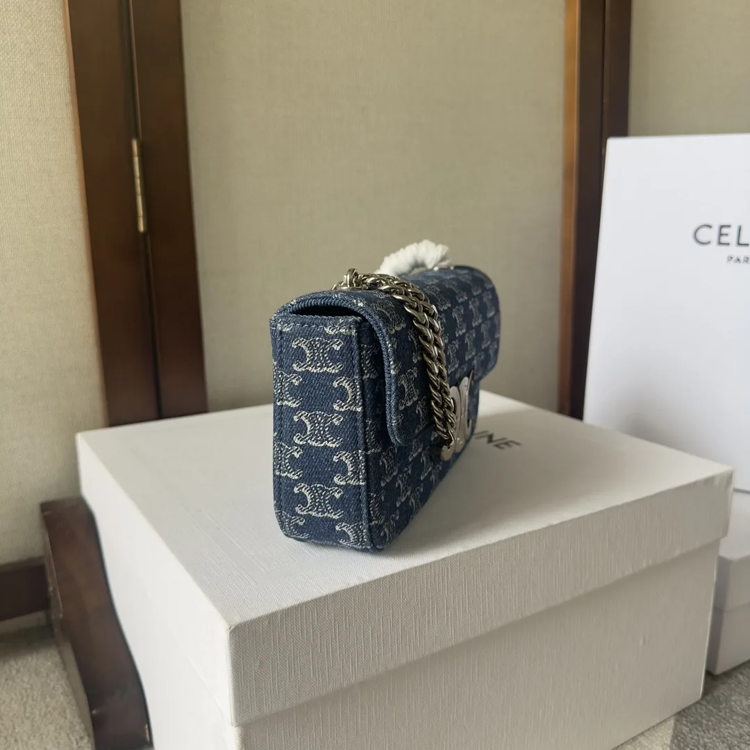 Celine Silver Triomphe Denim Shoulder Bag product photo from LabelPicks