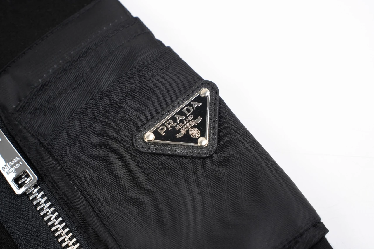 Prada Black Crewneck Sweatshirt with Utility Sleeve Pocket product photo from LabelPicks