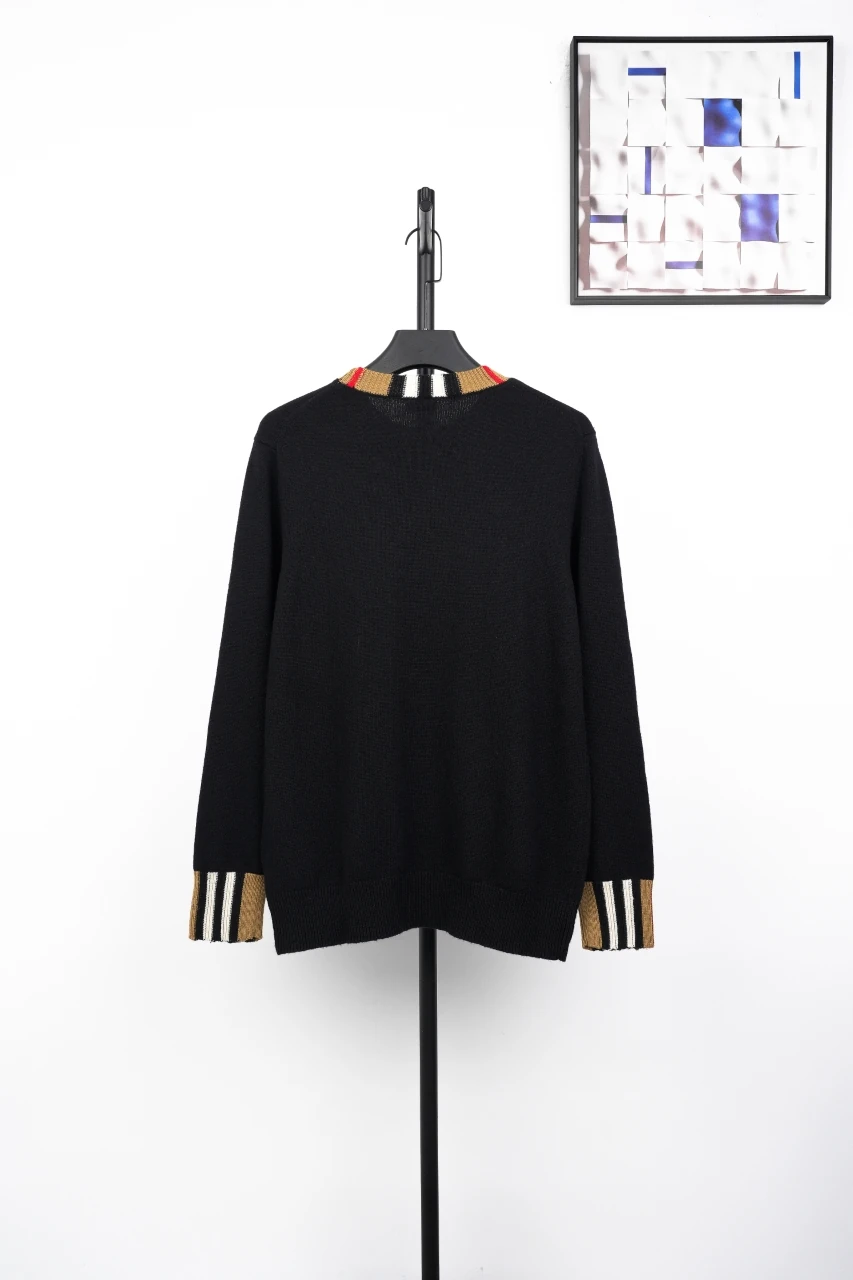 Burberry Black Check Ribbed Crewneck Sweater product photo from LabelPicks