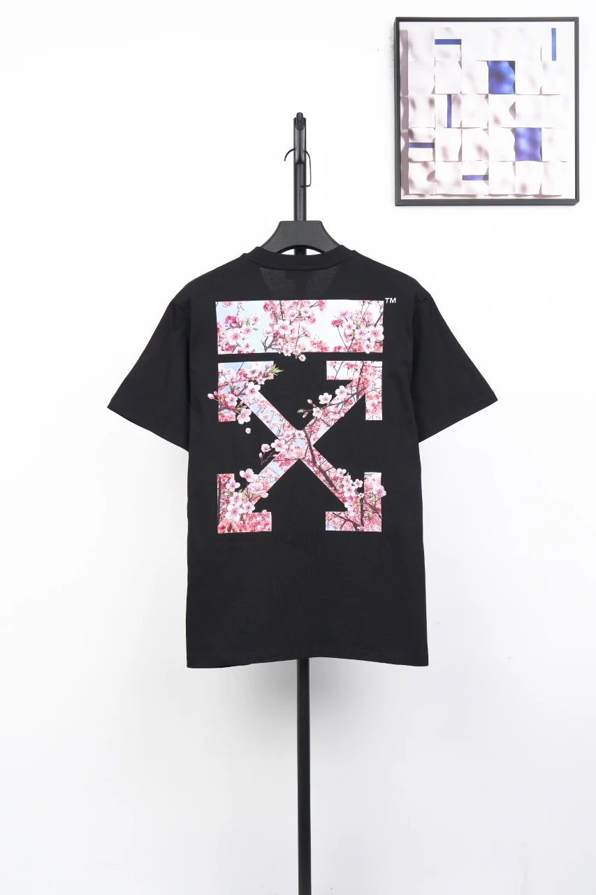 Off-White Black Pink Cherry Blossom Arrow T-Shirt product photo from LabelPicks