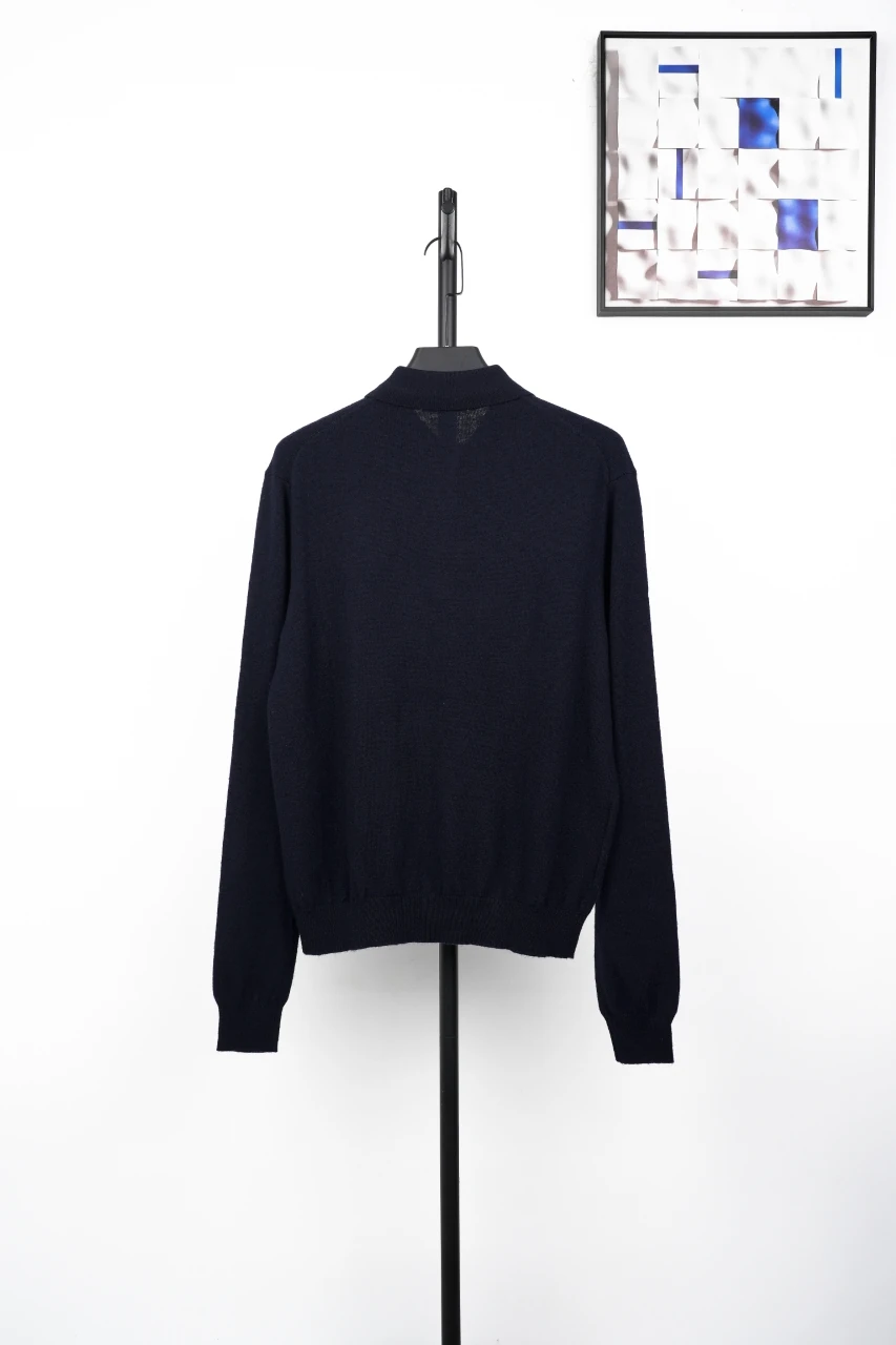 Miu Miu Navy Contrast Stripe Polo Sweater product photo from LabelPicks