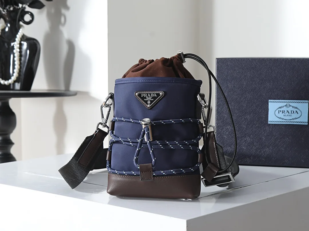 Prada Blue Woven Leather Bucket Bag product photo from LabelPicks