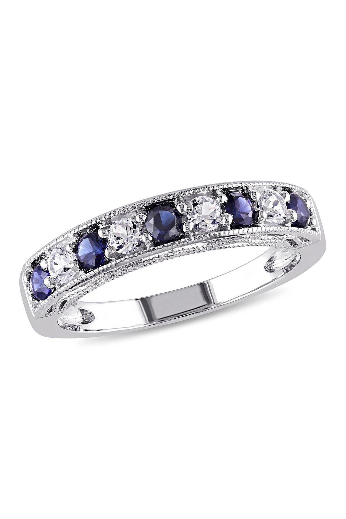 DELMAR Created White & Blue Sapphire Ring