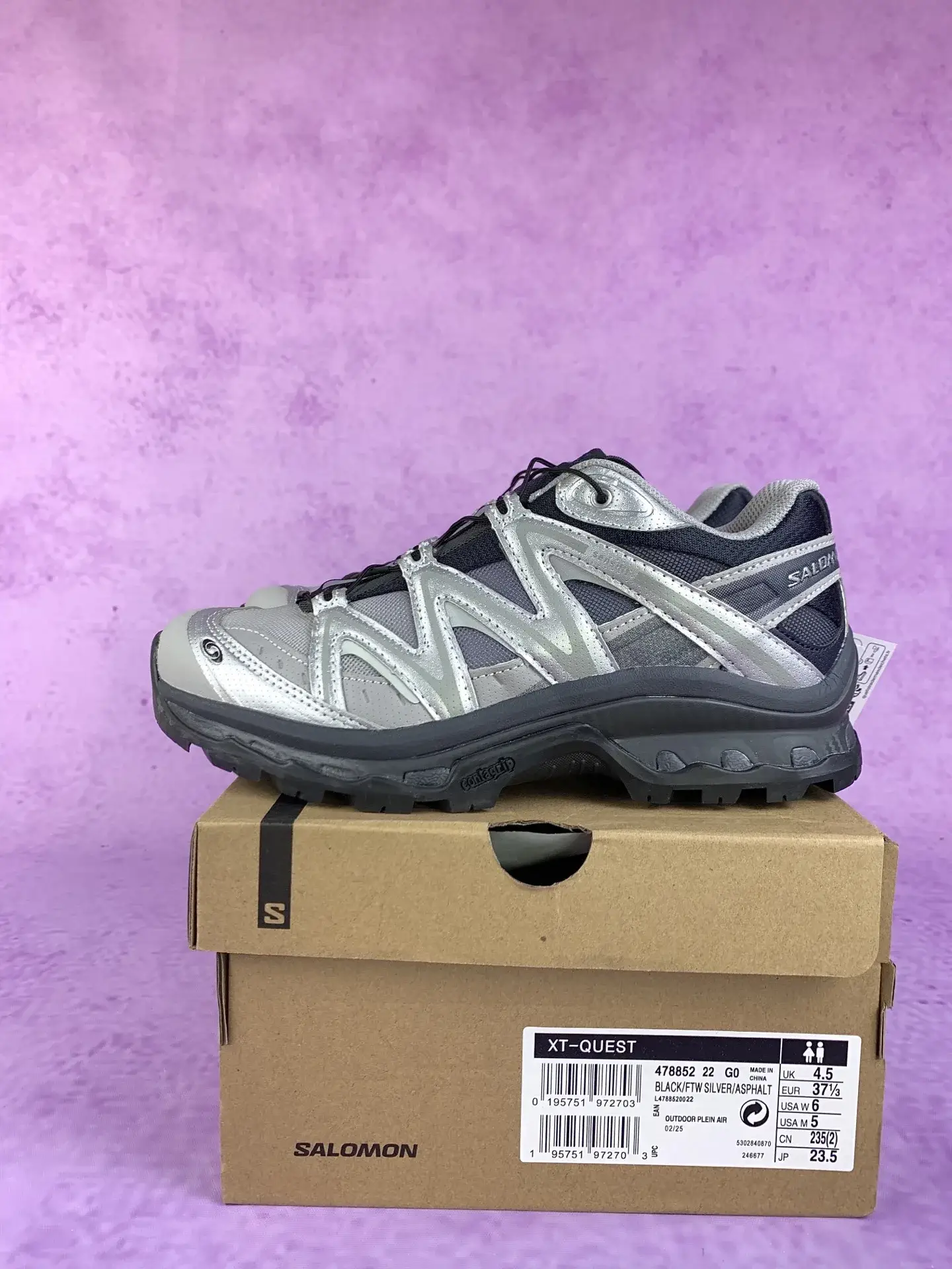 Salomon XT-Quest “Black Silver Asphalt” Shoes product photo from LabelPicks