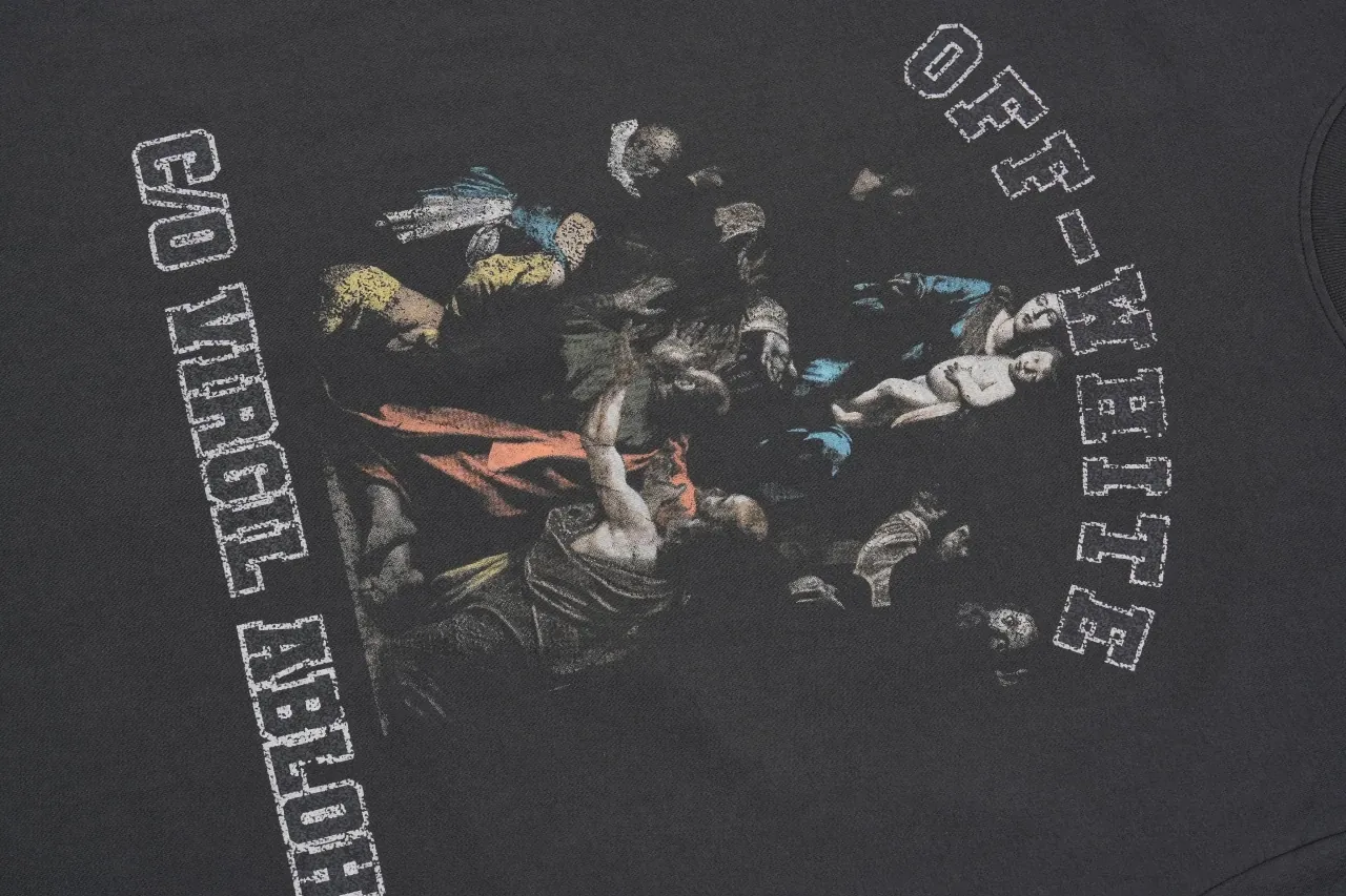 Off-White Black Washed Madonna Front Graphic T-Shirt product photo from LabelPicks