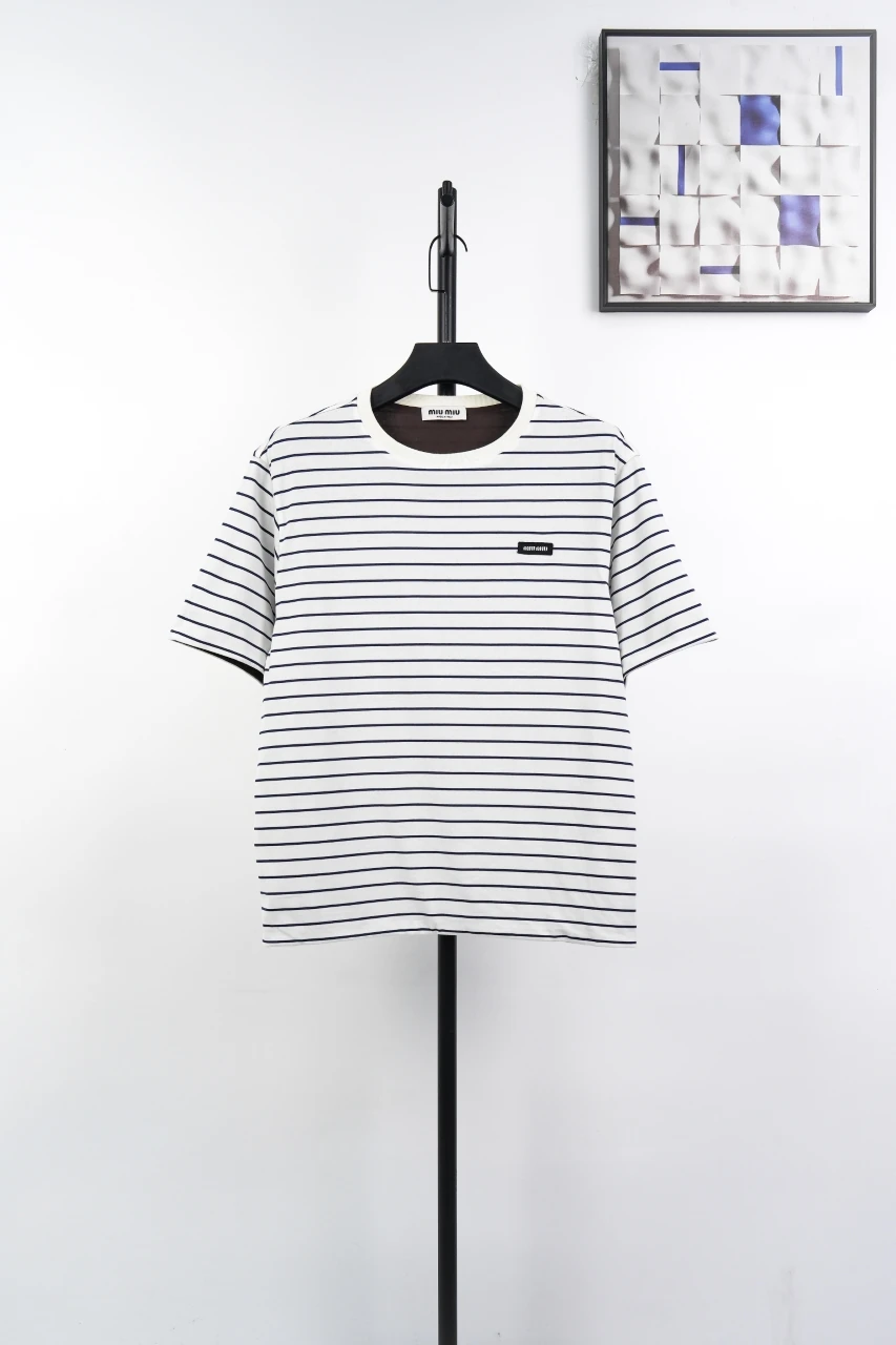 Miu Miu White Black Stripe Reversible T-Shirt product photo from LabelPicks