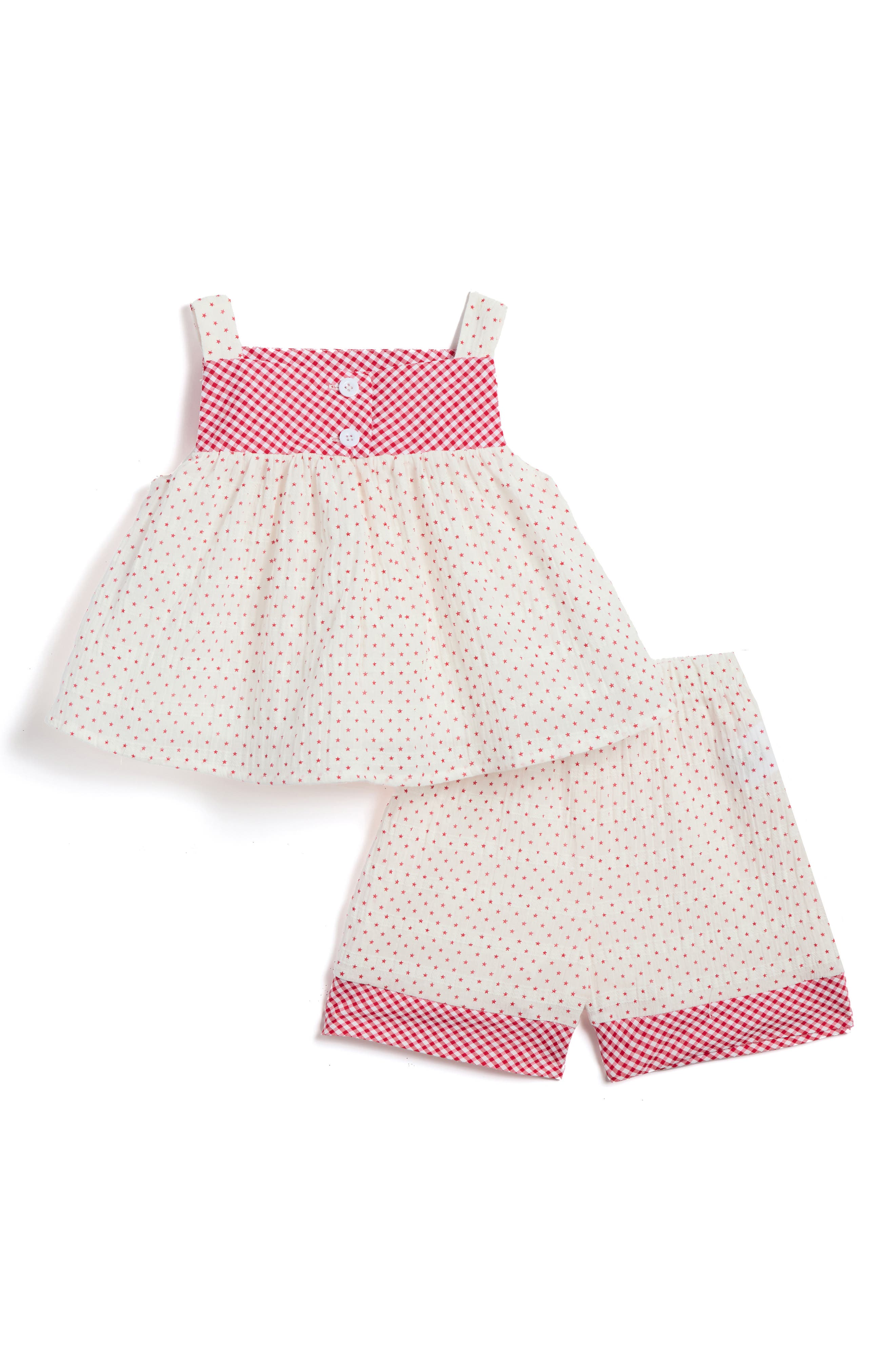 Pippa & Julie Kids' Polka Dot Top & Woven Shorts Set