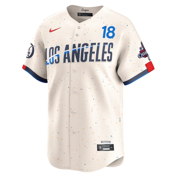 Yoshinobu Yamamoto Los Angeles Dodgers Nike 2024 World Series Champions City Connect Limited Player Jersey - Cream