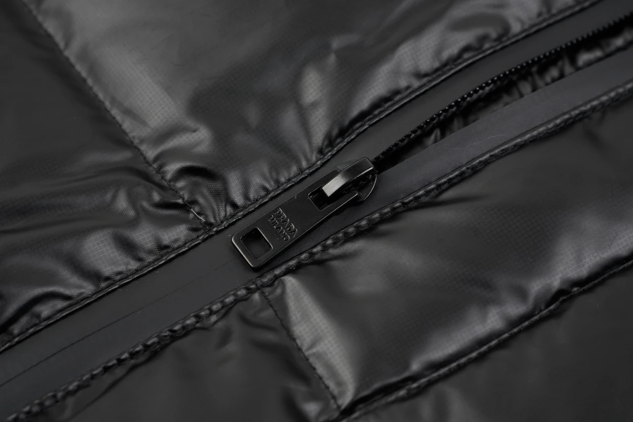 Prada Black Hooded Triangle Logo Down Jacket product photo from LabelPicks