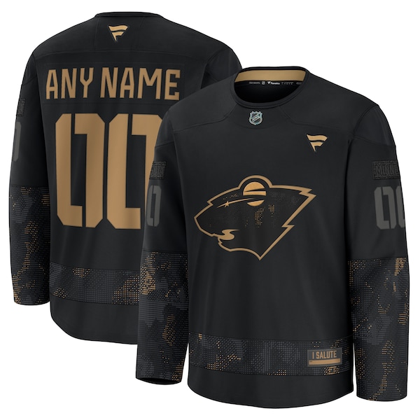 Minnesota Wild  2024 Military Appreciation Personalized Long Sleeve Practice Jersey - Black
