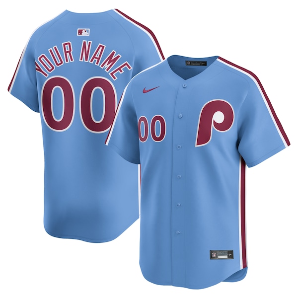 Philadelphia Phillies Nike Alternate Limited Custom Jersey - Light Blue/White