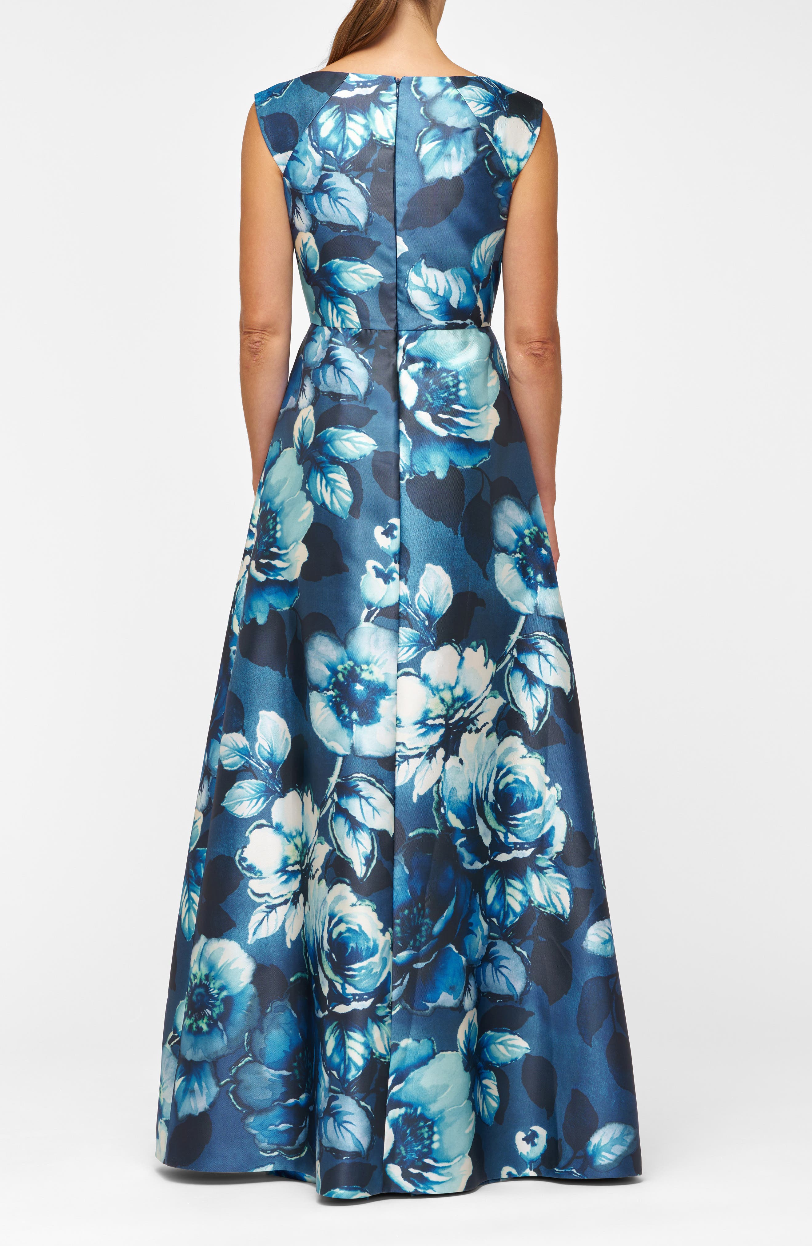 Kay Unger Kate Floral Layered Mikado Gown