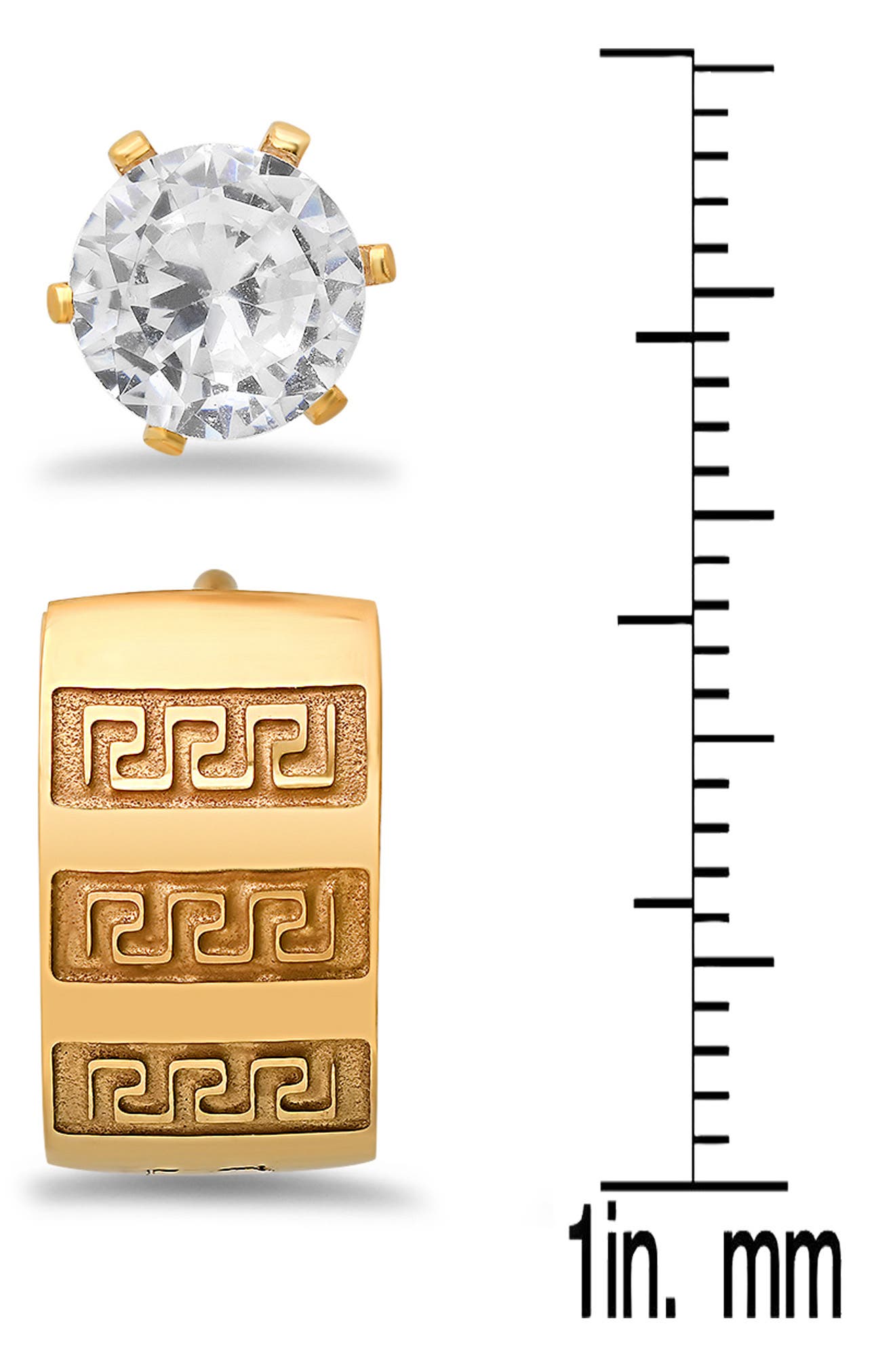 HMY JEWELRY Set of 2 Huggie Hoop & Crystal Stud Earrings