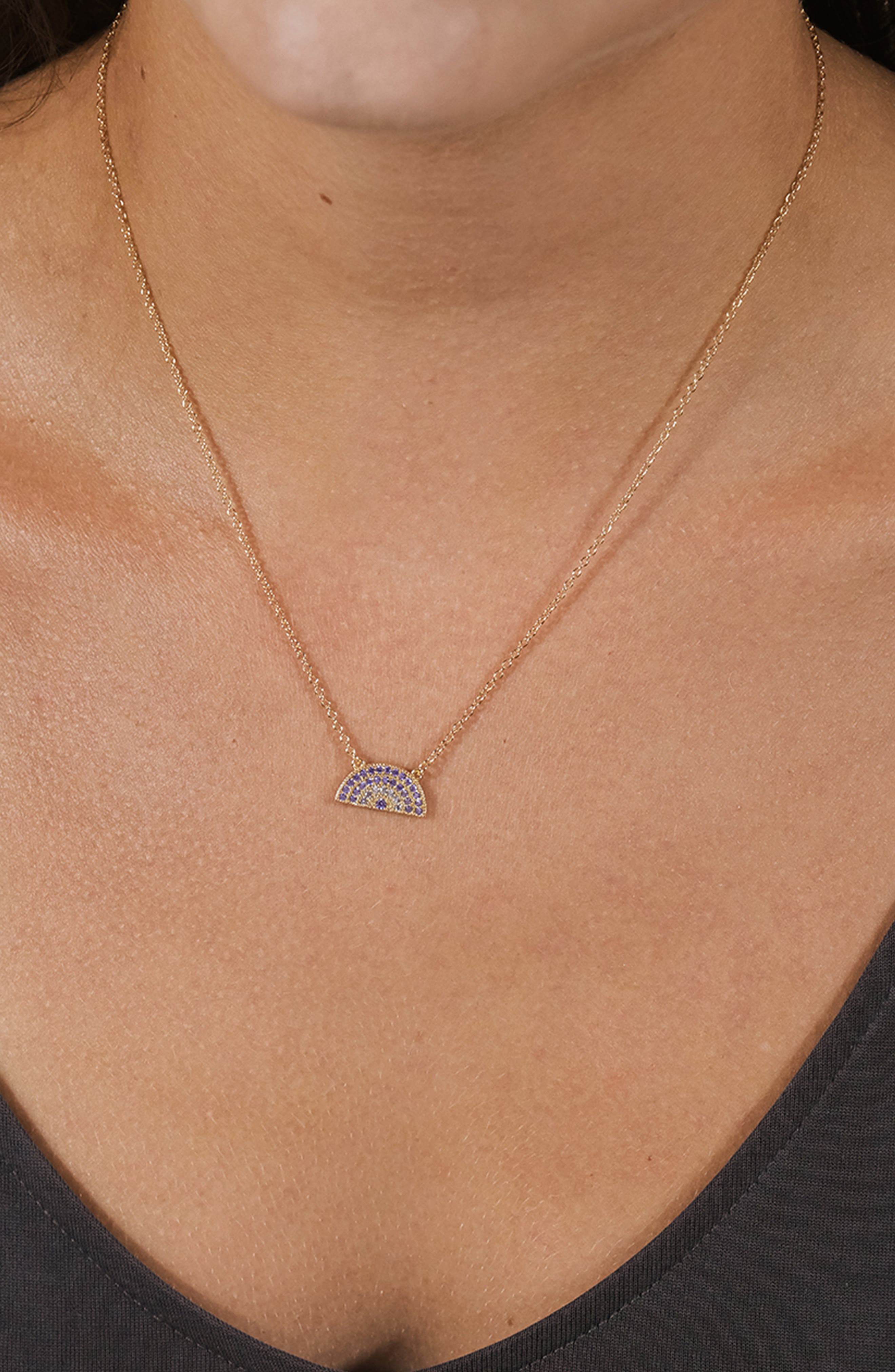Sterling Forever Shades of Rainbow Cubic Zirconia Pendant Necklace