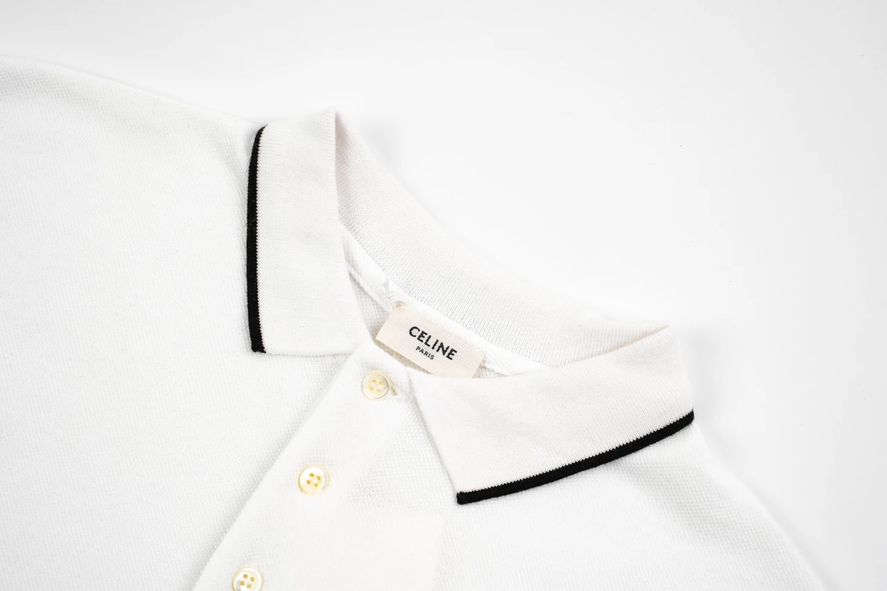 CELINE White Mini Letter Logo Polo Shirt product photo from LabelPicks