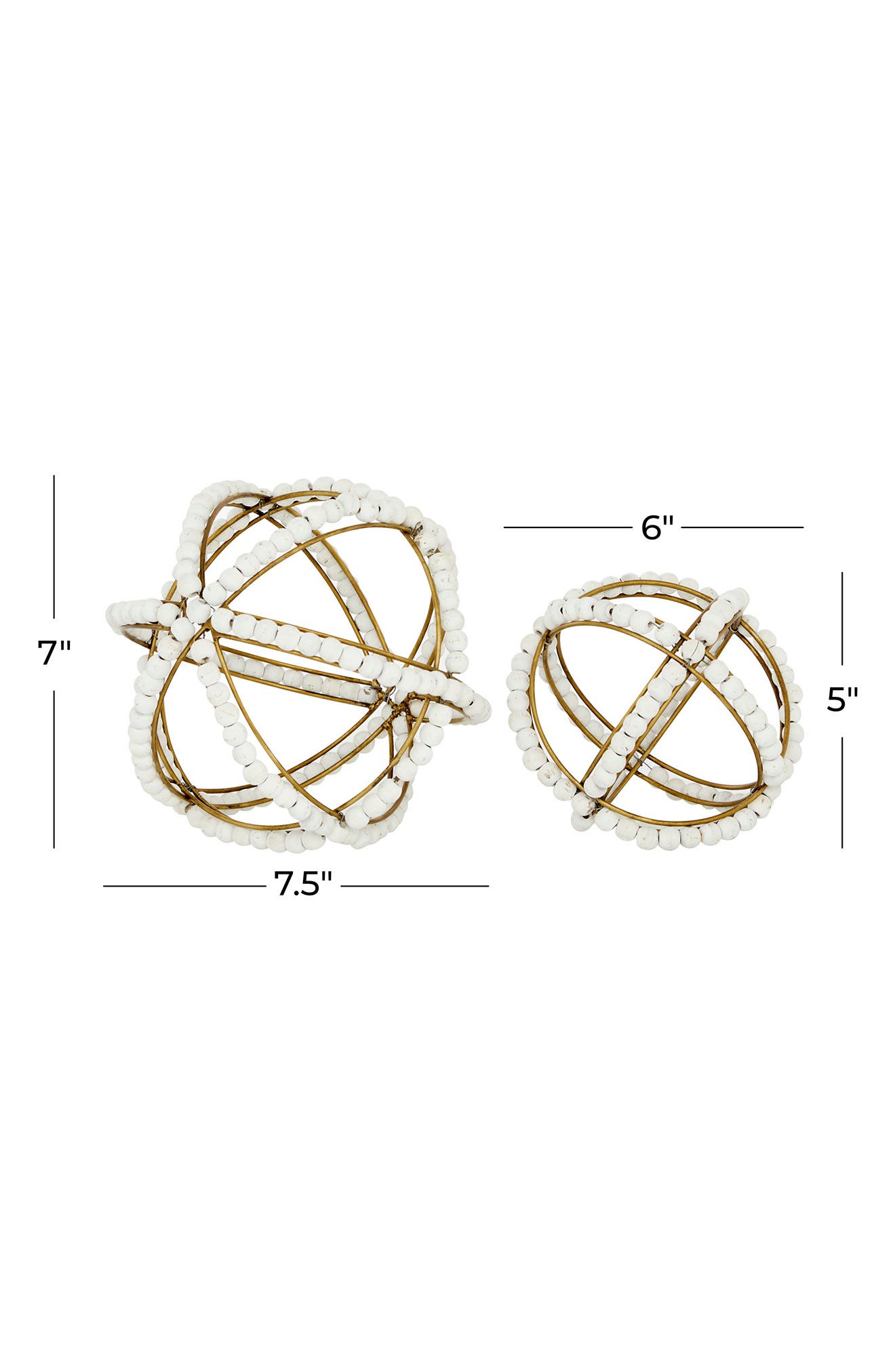 SONOMA SAGE HOME White Metal Handmade Beaded Geometric Sculpture - Set of 2