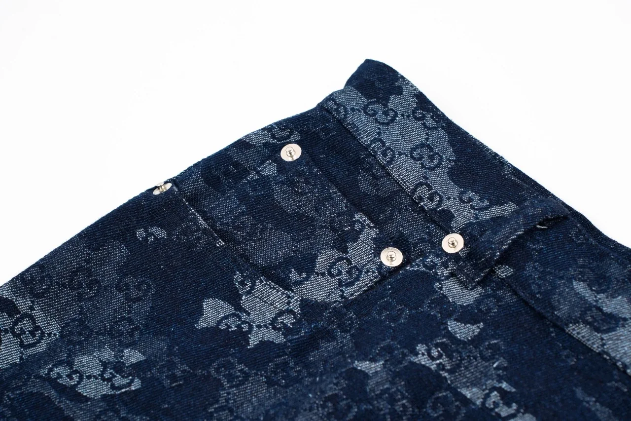 GUCCI Blue White Marble GG Denim Pants product photo from LabelPicks