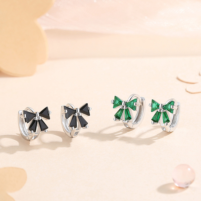 New 925 sterling silver bow earrings for women, light luxury versatile earrings, high-end compact ins-style ear accessories wholesale