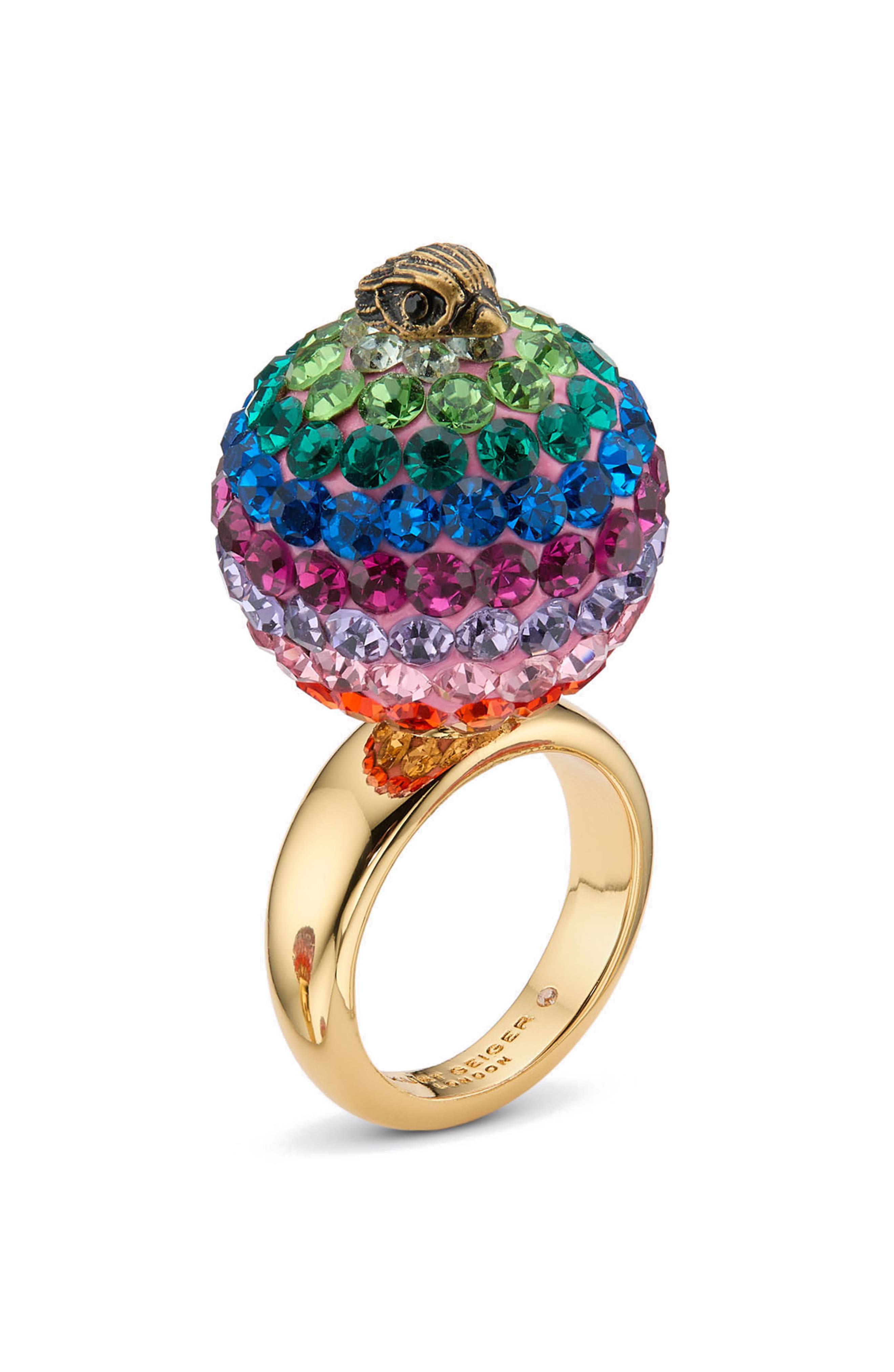 Kurt Geiger London Pavé Crystal Orb Cocktail Ring