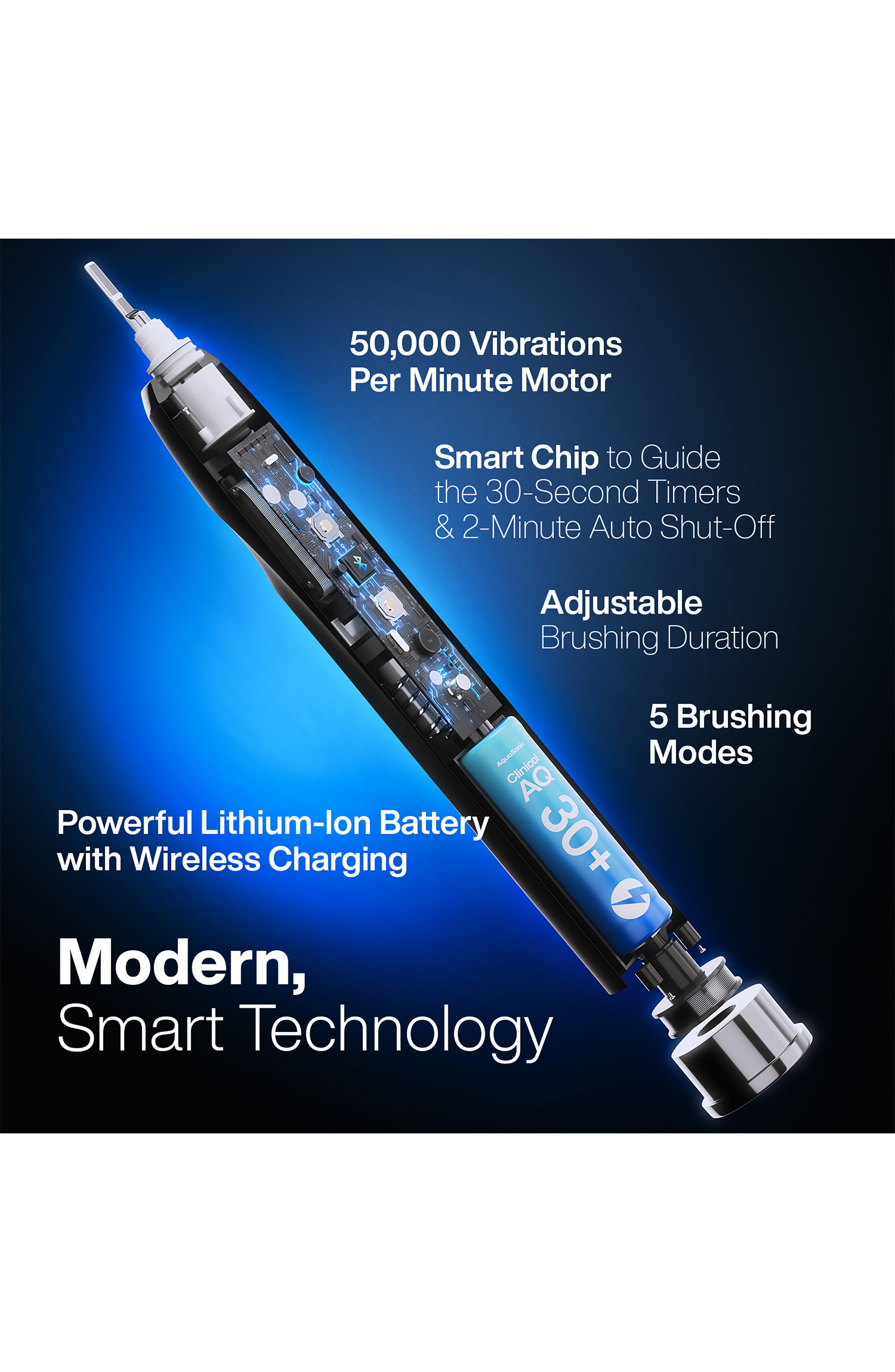 AQUASONIC Clinical AQ Ultra-Whitening Smart Electric Toothbrush with Touchscreen