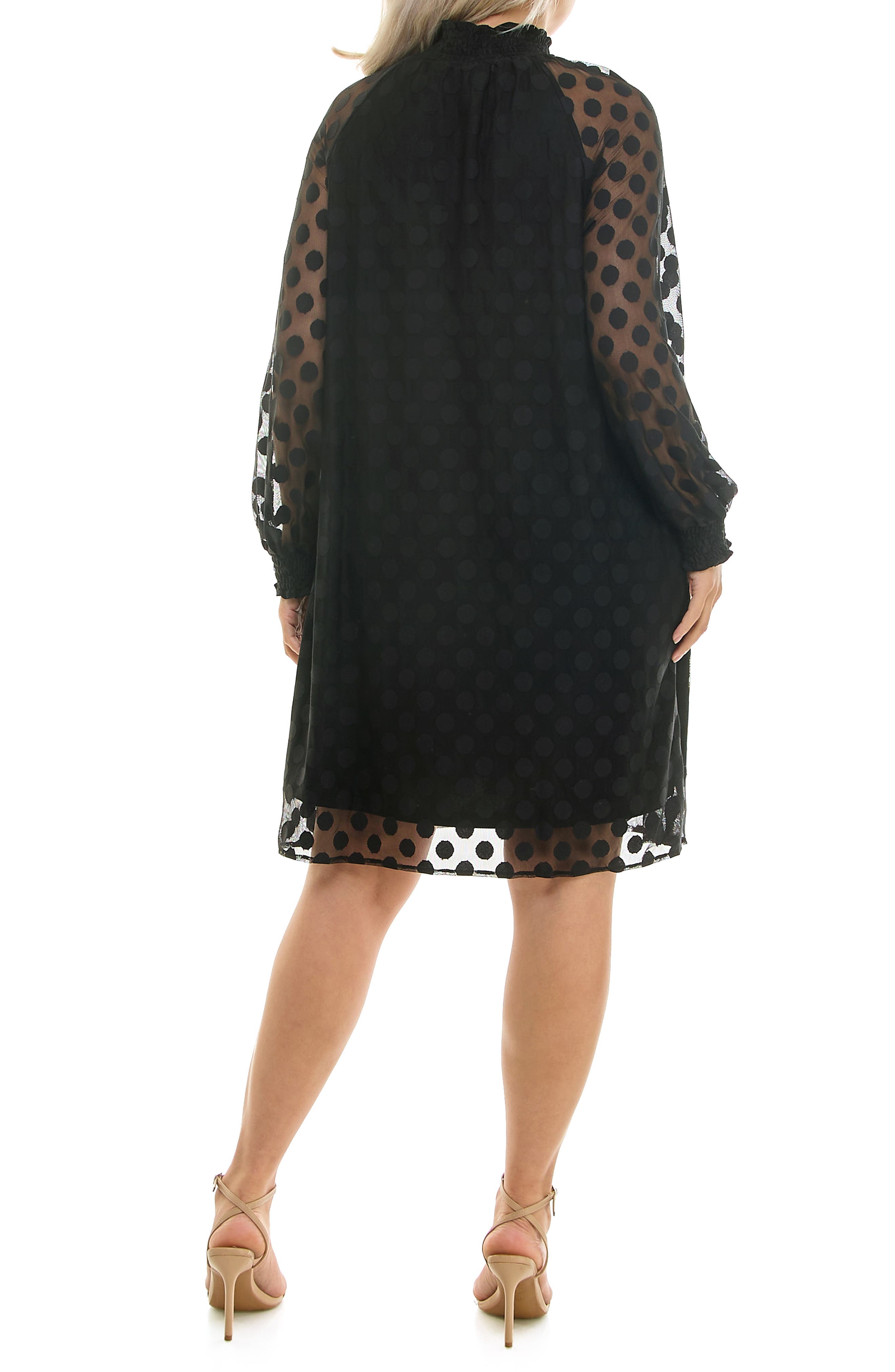 Nina Leonard Mock Neck Long Sleeve Trapeze Dress