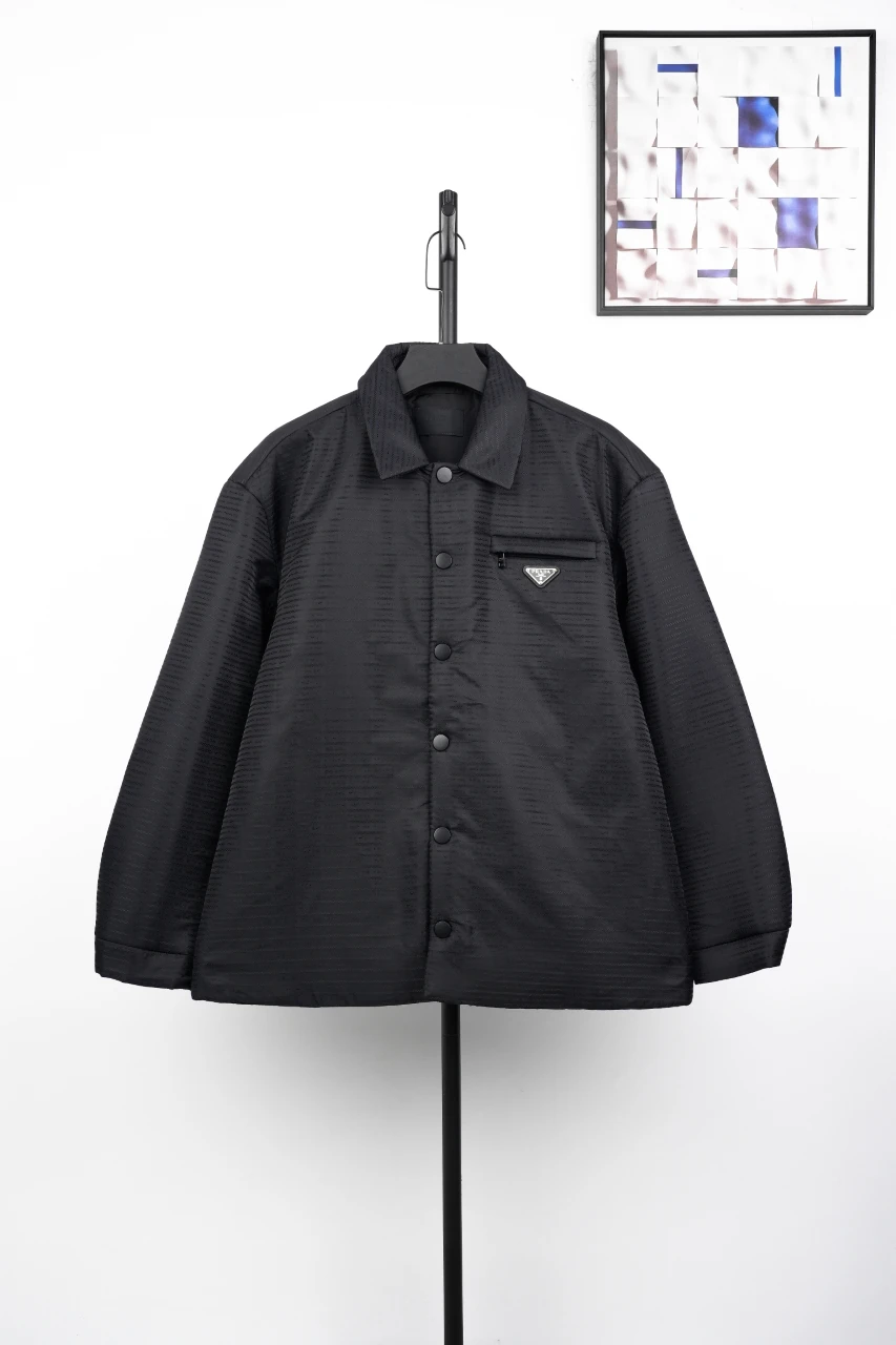 Prada Black Jacquard Triangle Logo Padded Jacket product photo from LabelPicks