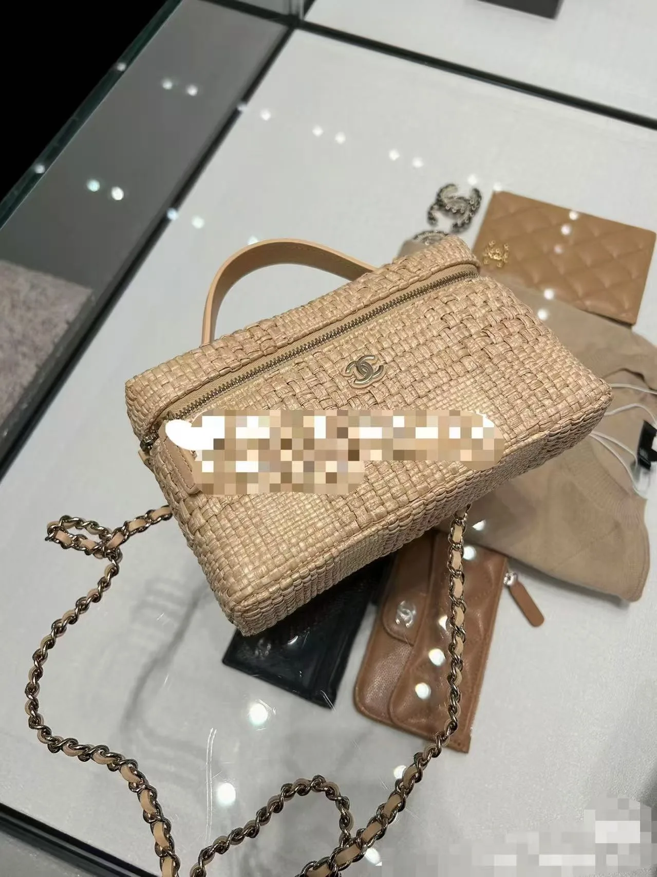 Chanel Beige Woven Leather Top Handle Bag product photo from LabelPicks