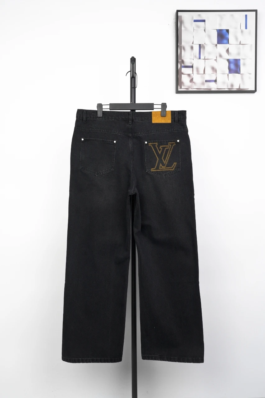 Louis Vuitton Black Stitch Monogram Letter Denim Pants product photo from LabelPicks